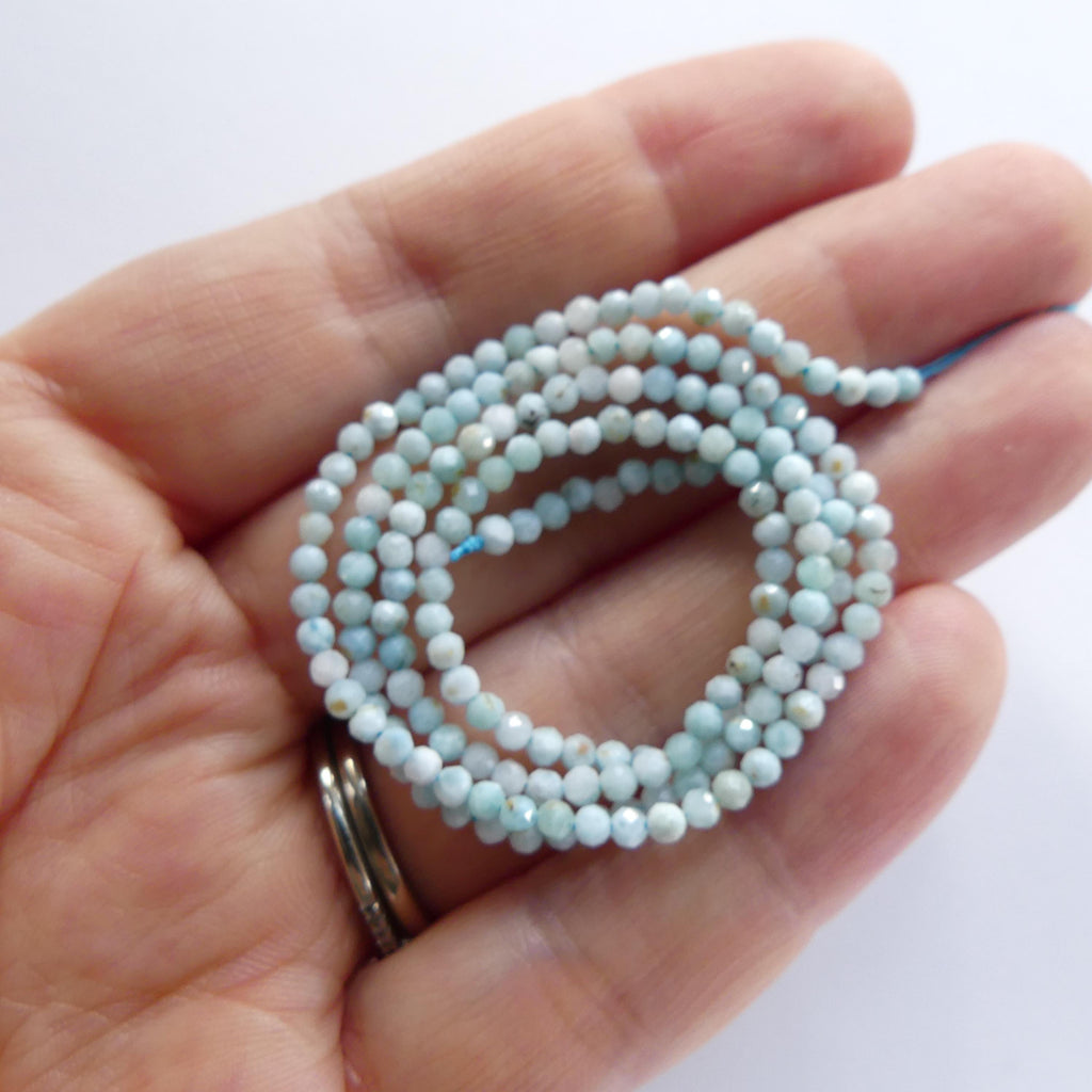 2.5mm Larimar Faceted Beads 15" 2mm Dominican Larimar Genuine Gemstone Beads for Jewelry Making Beading Craft Gift Beads