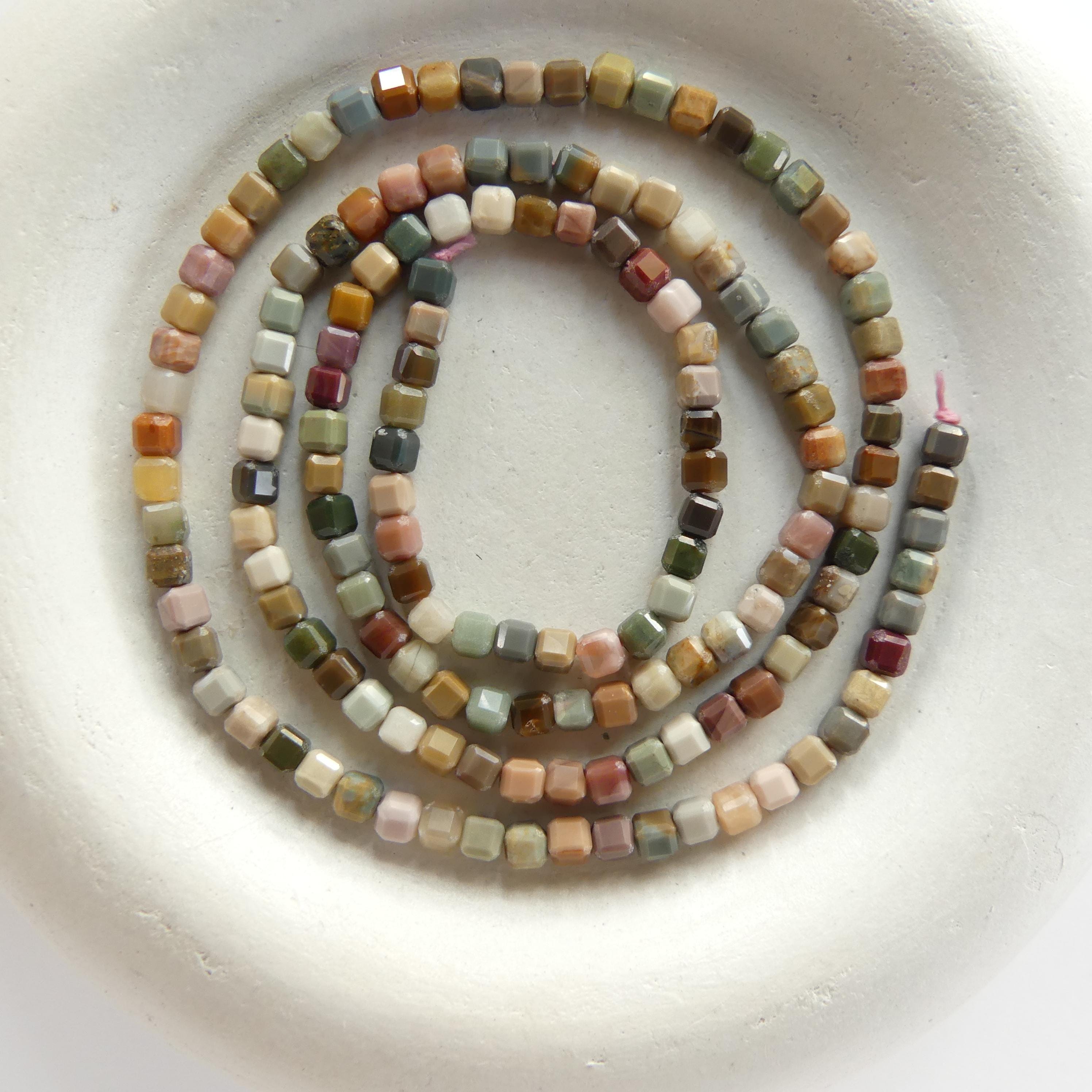 2mm Ocean Jasper Cube Beads Genuine Fancy Jasper Colorful Beads 15" Gemstone Beads for Jewelry Making