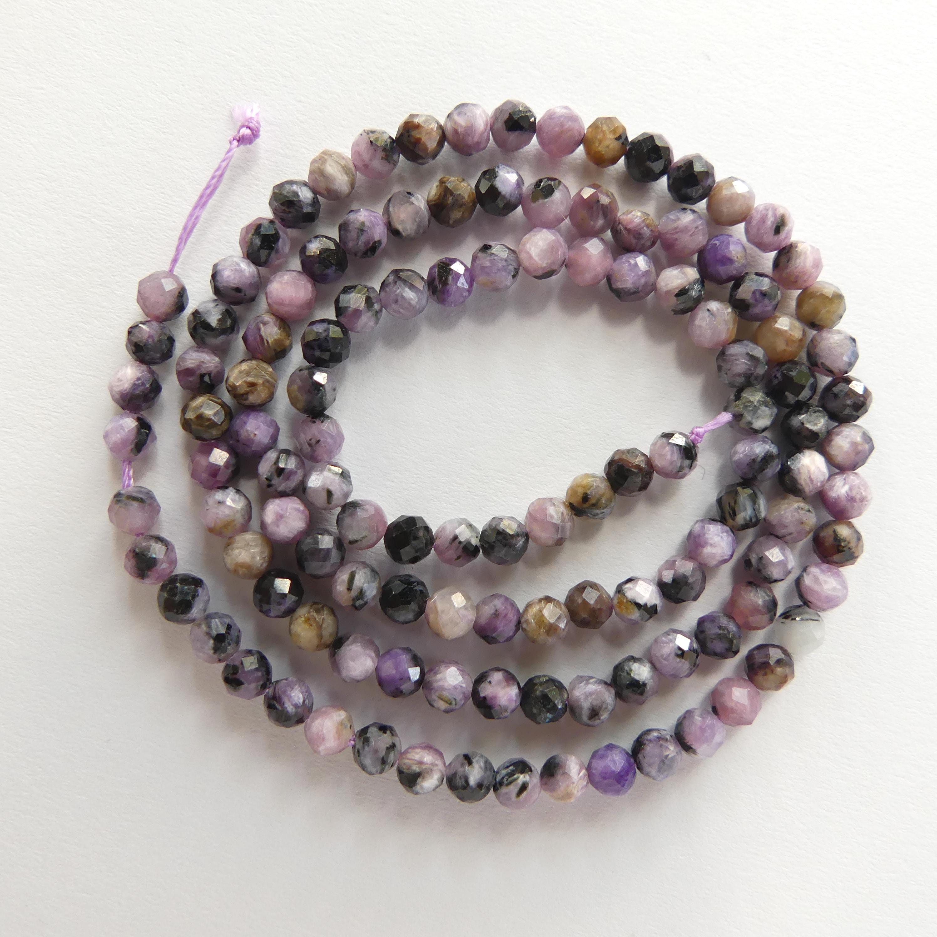 3mm Charoite Faceted Beads Aegirine Genuine Crystal Beads 15" Sparkly Gemstone Beads Jewelry Making DIY Necklace Earrings