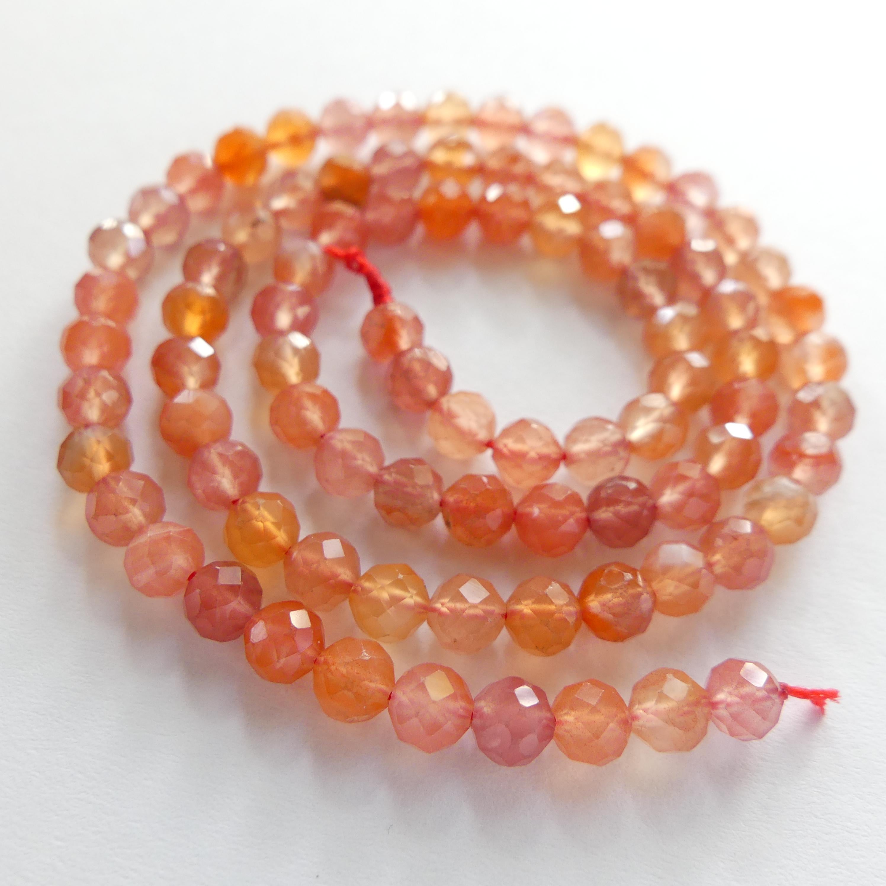 4mm Natural AAA Agate Faceted Beads 15" Genuine Orange Agate Gemstone Beads for Jewelry Making Beading Craft Gift Beads Self-Love Abundance