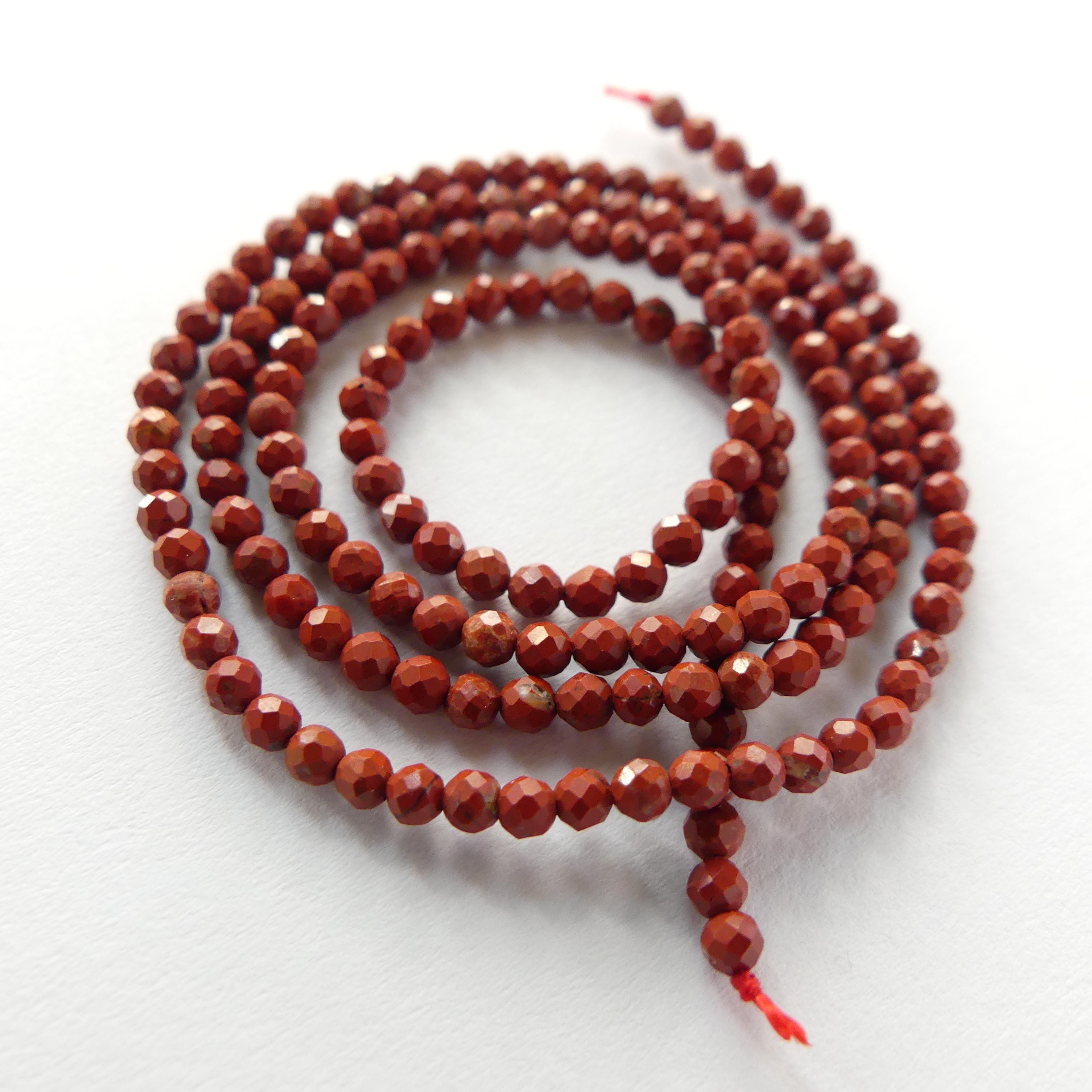 2mm Red Jasper Beads Micro Faceted Genuine Small Red Jasper Beads 15" Gemstone Beads for Jewelry Making Beading Gift for Crafter