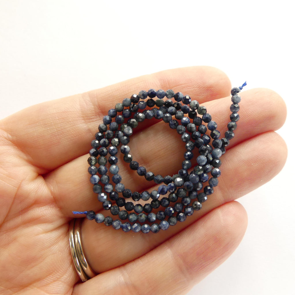 2.5mm AAA Natural Sapphire Beads Faceted 15" Genuine Raw Blue Sapphire Gemstone Beads Jewelry Making Beading Craft Gift September Birthstone
