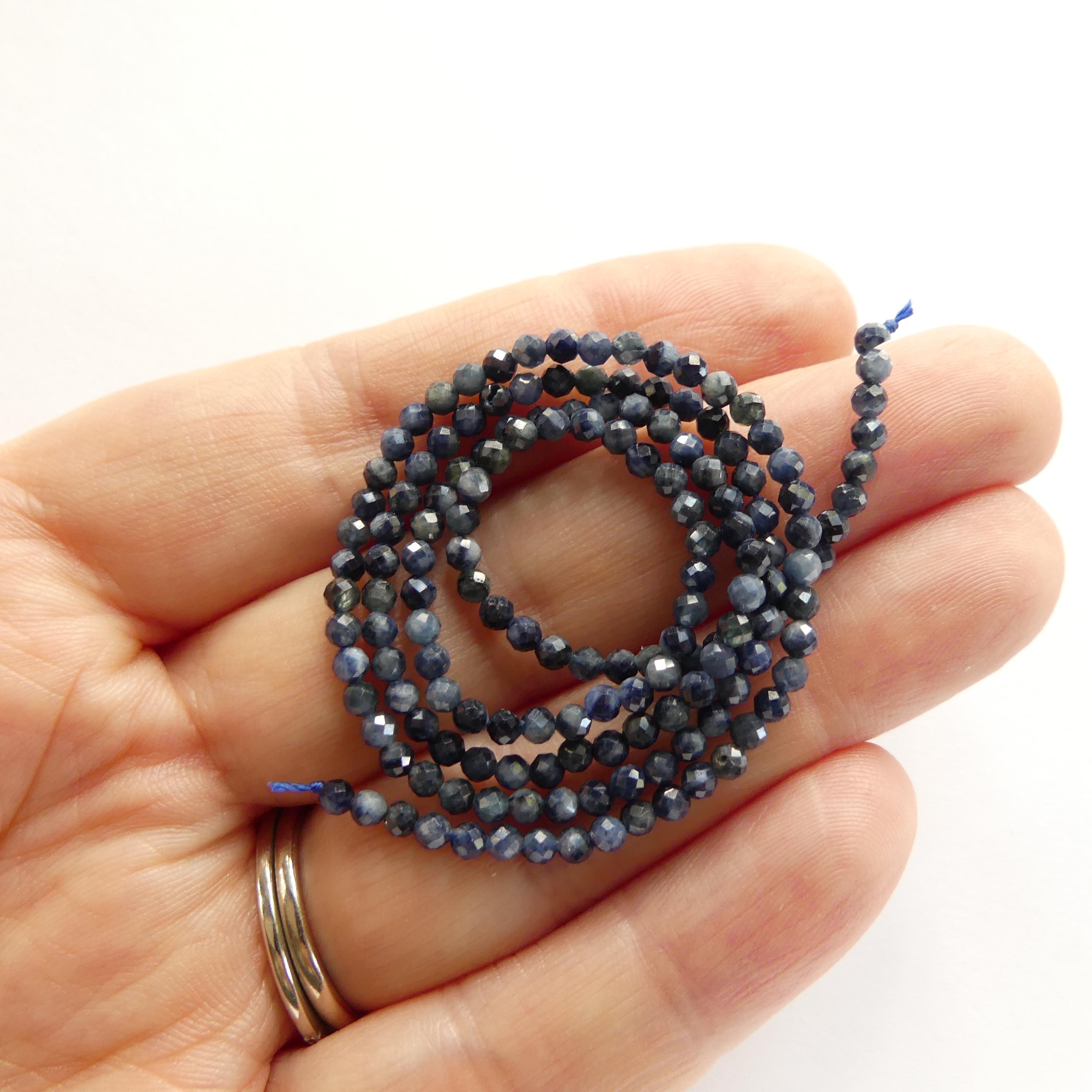 2.5mm AAA Natural Sapphire Beads Faceted 15" Genuine Raw Blue Sapphire Gemstone Beads Jewelry Making Beading Craft Gift September Birthstone