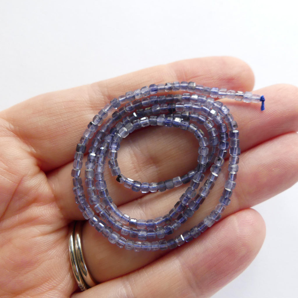2mm AAA Iolite Cube Beads Faceted Genuine Beads 15" Sparkly Blue Crystal Beads Gemstone Beads Beading Crafter Gift