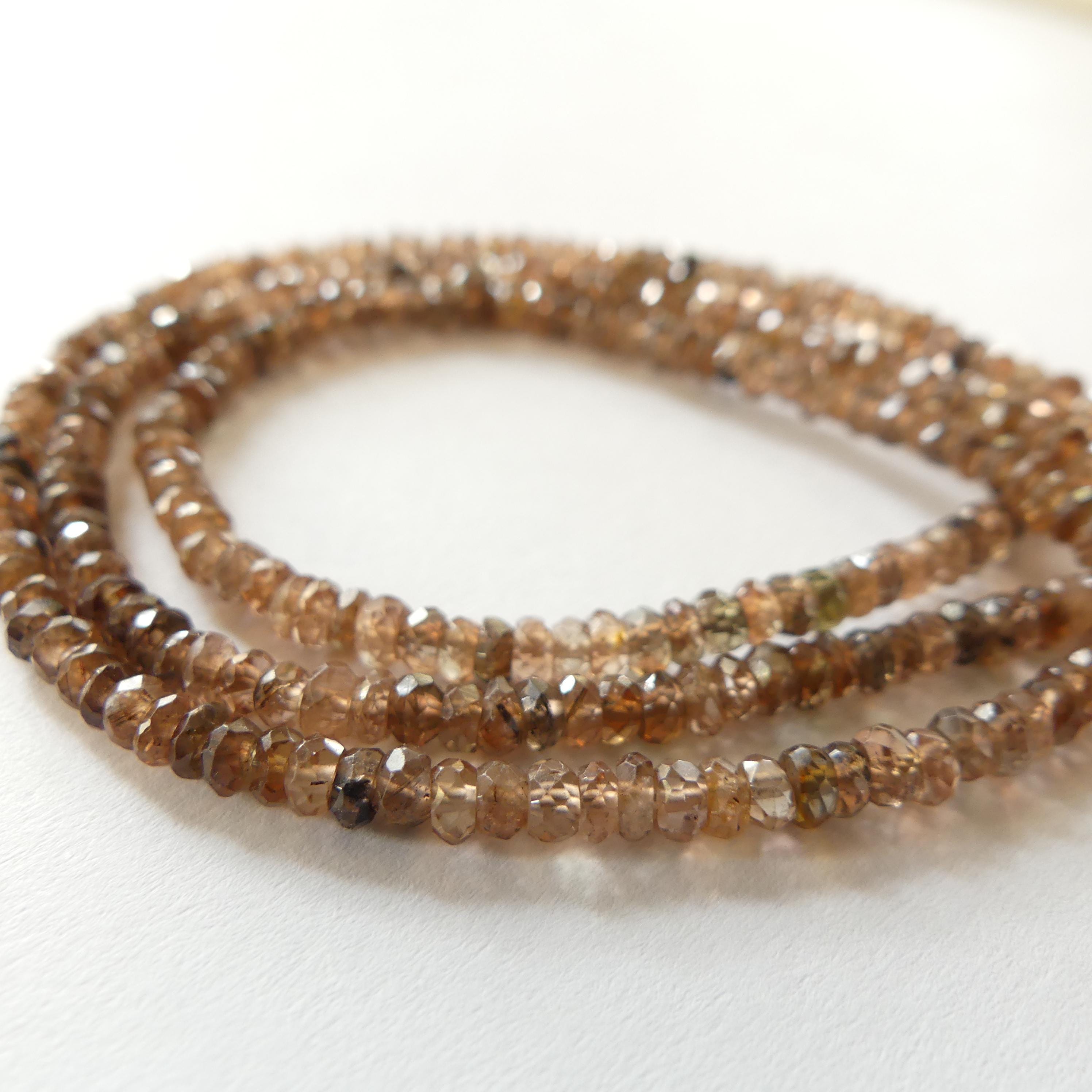 3mm AAA Andalusite Micro Faceted Beads 6" Brown Rare Gemstone Beads for Jewelry Making Beading Gift Crafter