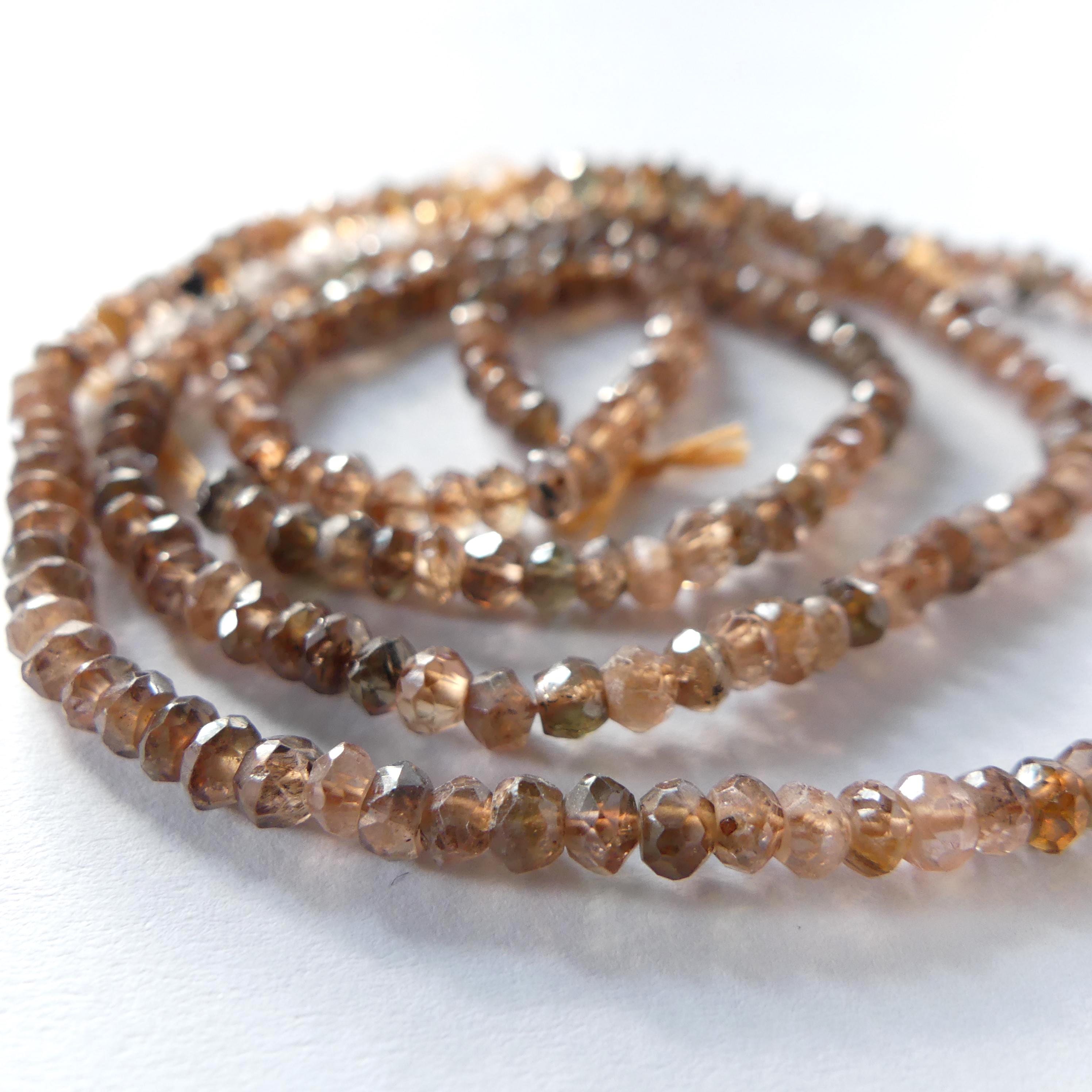 3.5mm AAA Andalusite Micro Faceted Beads 6.5" Brown Rare Gemstone Beads for Jewelry Making Beading Gift Crafter