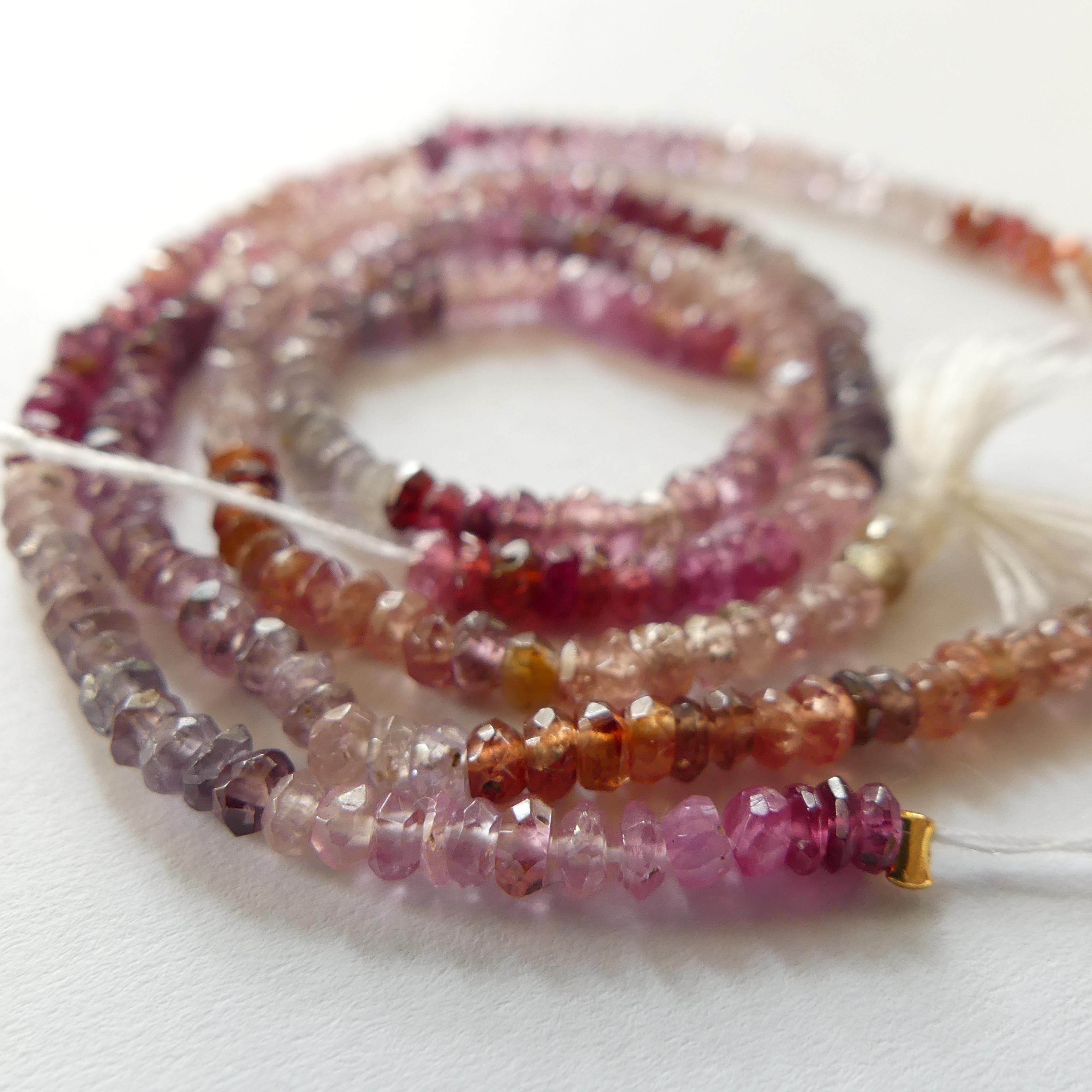 3mm Multi Spinel Beads Hand Faceted Rondelle 6" Colorful Spinel Pink Genuine Gemstone Beads for Jewelry Making Beading Craft Gift Beads