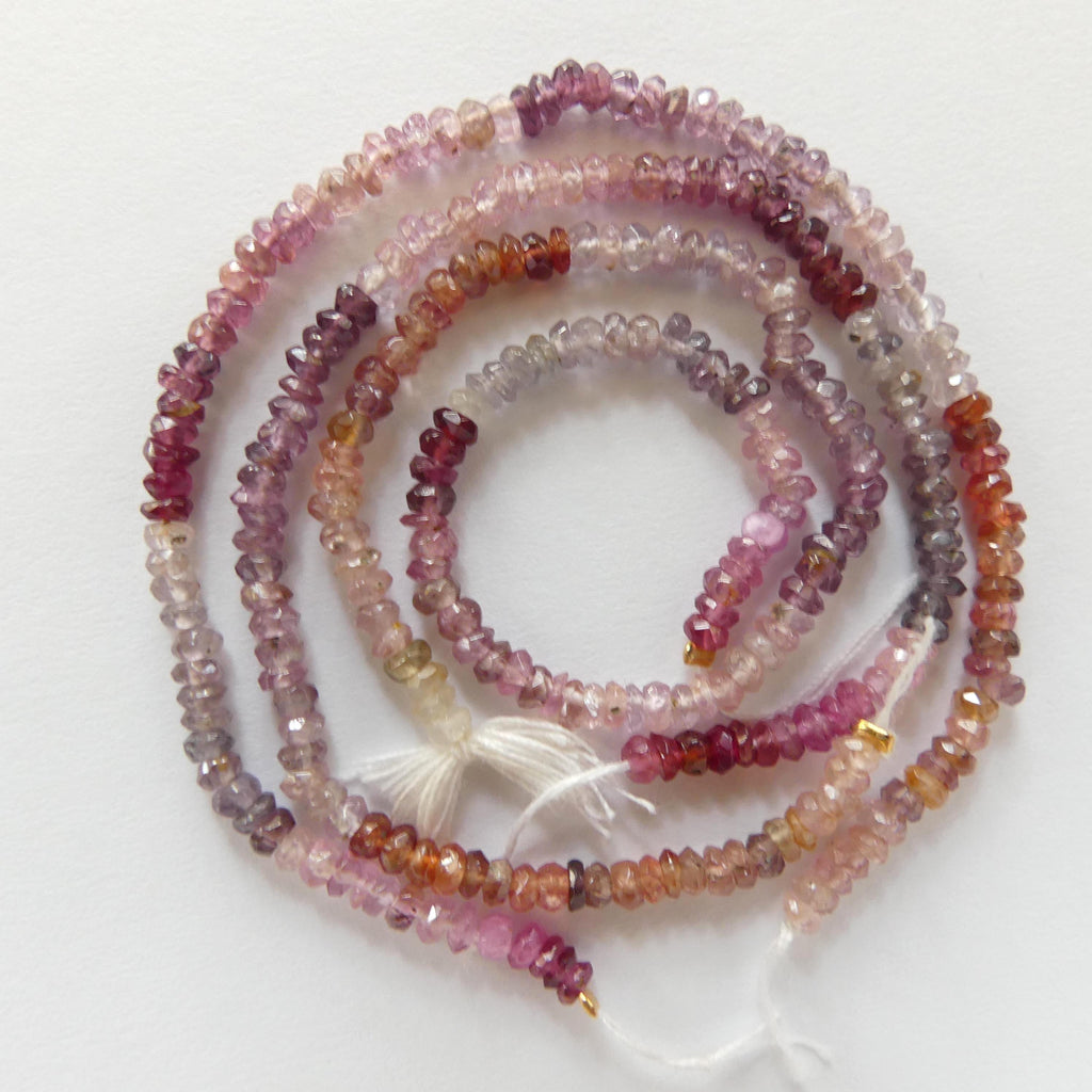 3mm Multi Spinel Beads Hand Faceted Rondelle 6" Colorful Spinel Pink Genuine Gemstone Beads for Jewelry Making Beading Craft Gift Beads