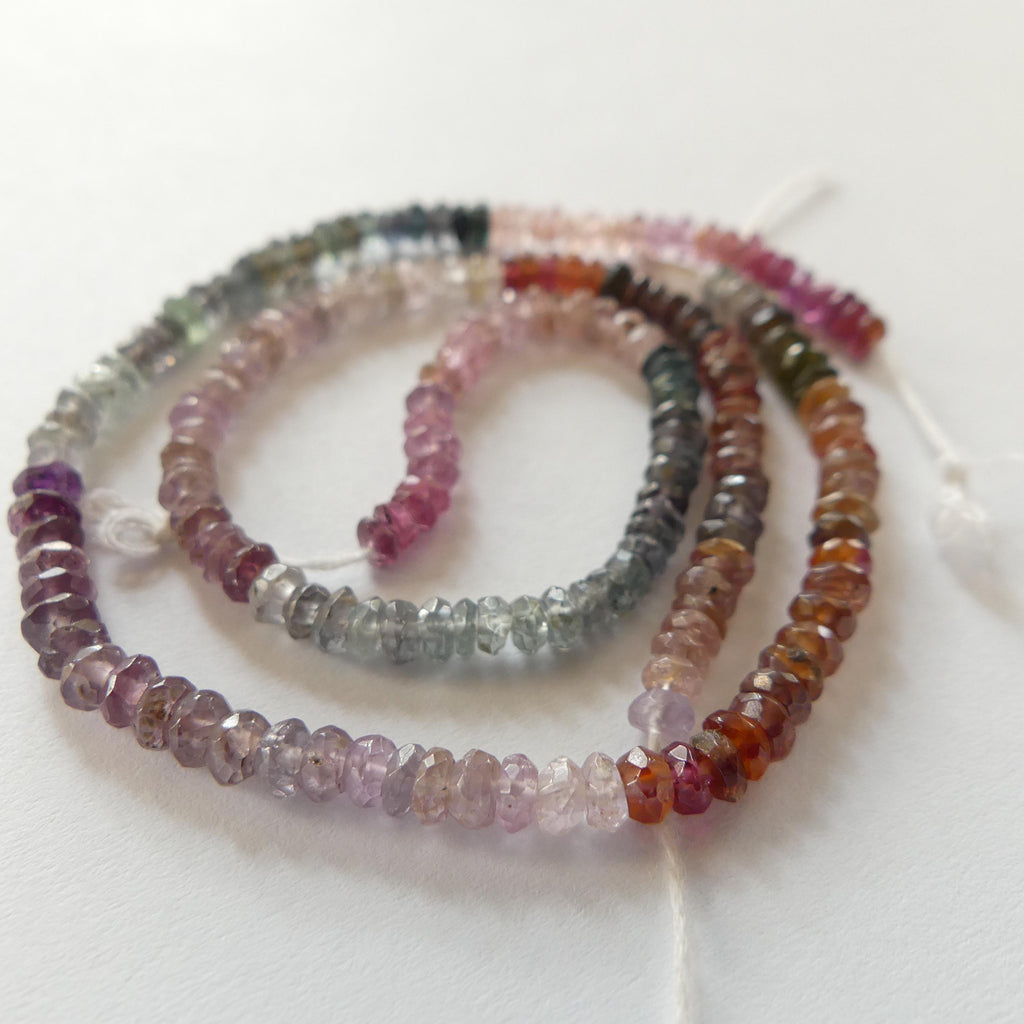 3mm Multi Spinel Beads Hand Faceted Rondelle 6" Colorful Spinel Pink Genuine Gemstone Beads for Jewelry Making Beading Craft Gift Beads