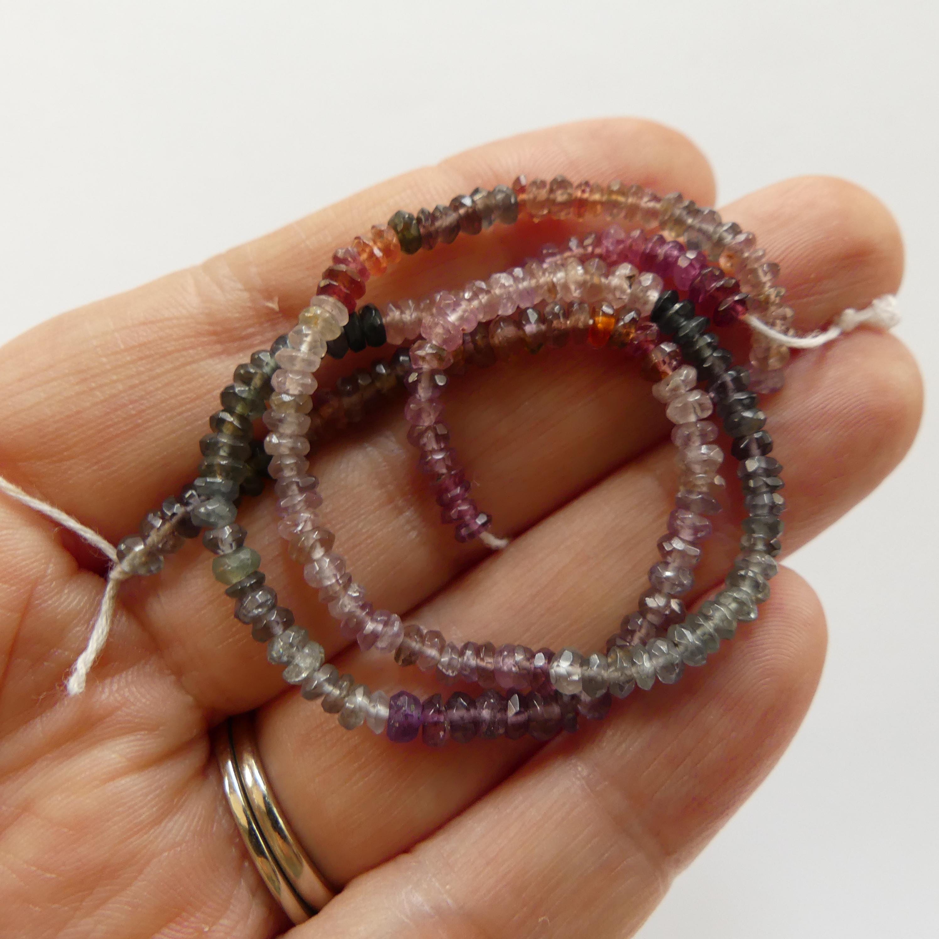 3mm Multi Spinel Beads Hand Faceted Rondelle 6" Colorful Spinel Pink Genuine Gemstone Beads for Jewelry Making Beading Craft Gift Beads