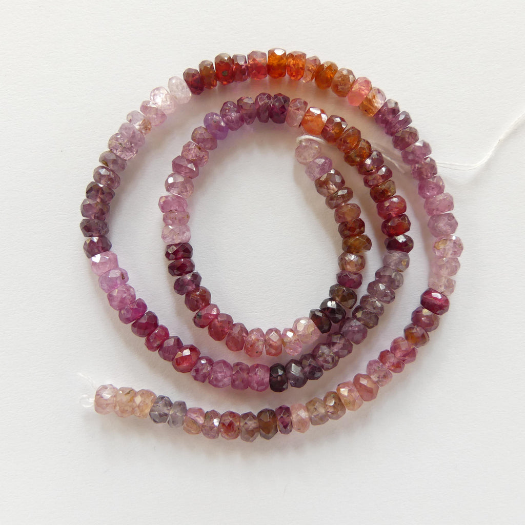 4mm AAA Multi Spinel Beads Hand Faceted Rondelle 6.5" Colorful Spinel Pink Genuine Gemstone Beads Jewelry Making Beading Craft Gift Beads