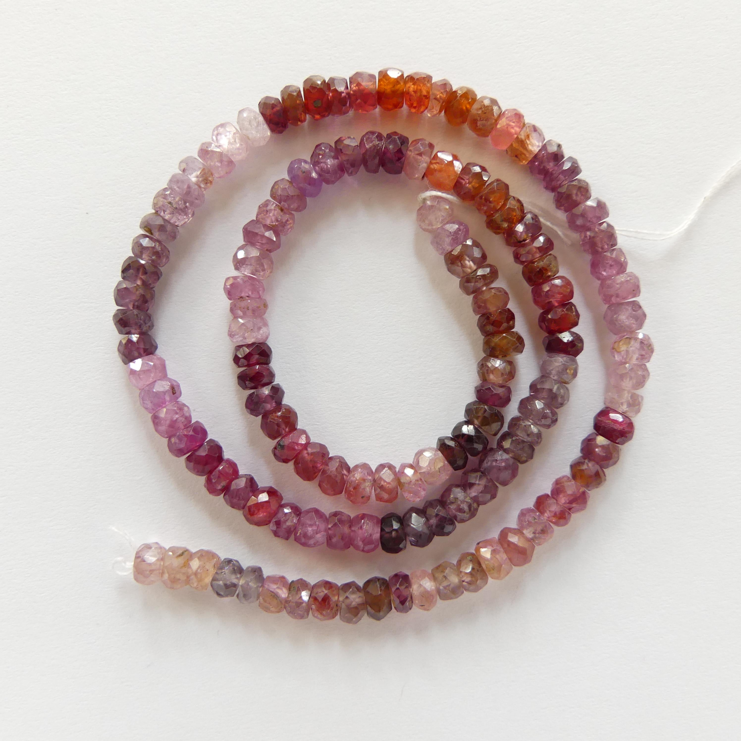 4mm AAA Multi Spinel Beads Hand Faceted Rondelle 6.5" Colorful Spinel Pink Genuine Gemstone Beads Jewelry Making Beading Craft Gift Beads