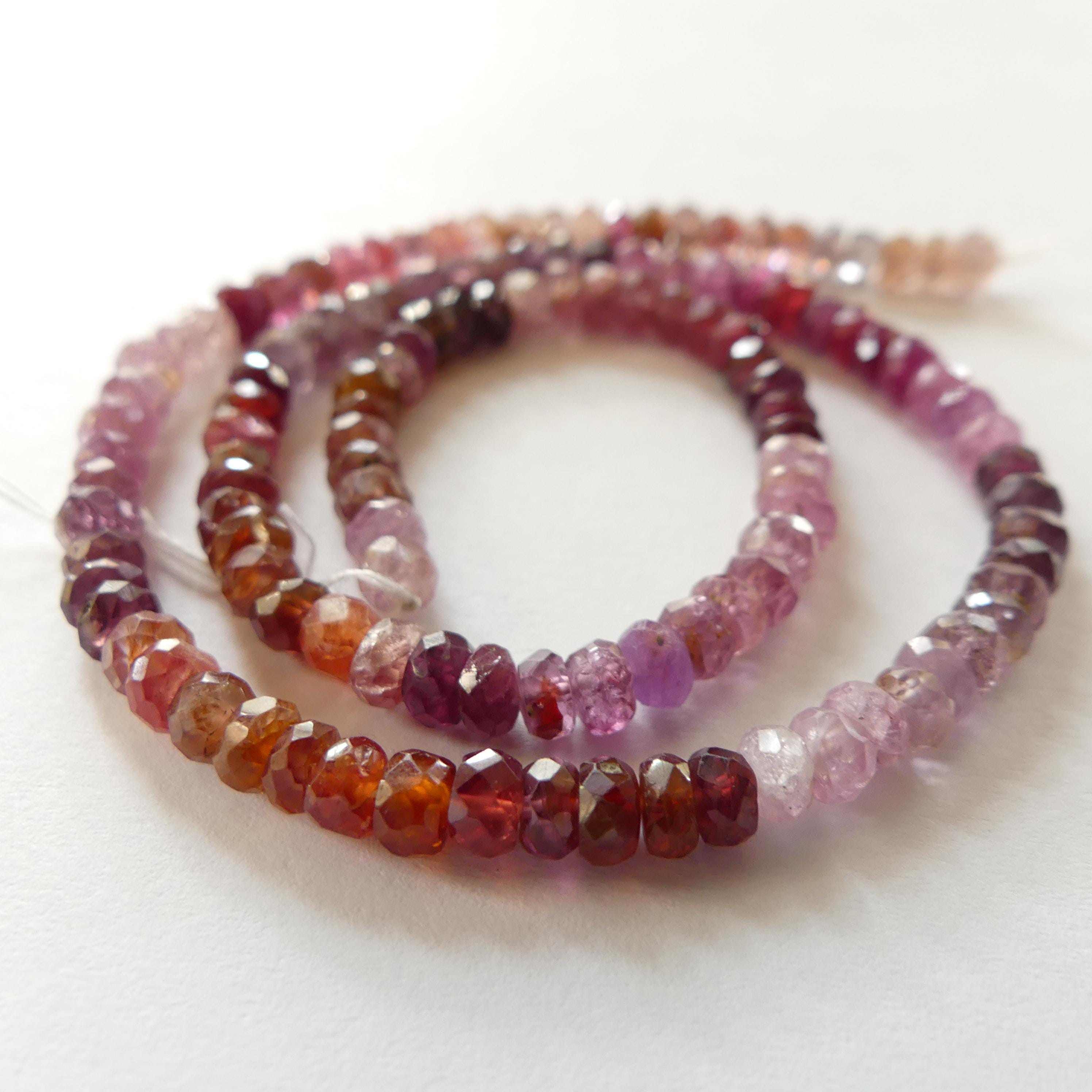4mm AAA Multi Spinel Beads Hand Faceted Rondelle 6.5" Colorful Spinel Pink Genuine Gemstone Beads Jewelry Making Beading Craft Gift Beads