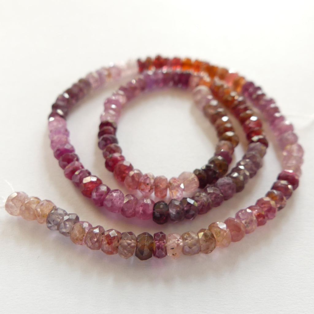 4mm AAA Multi Spinel Beads Hand Faceted Rondelle 6.5" Colorful Spinel Pink Genuine Gemstone Beads Jewelry Making Beading Craft Gift Beads