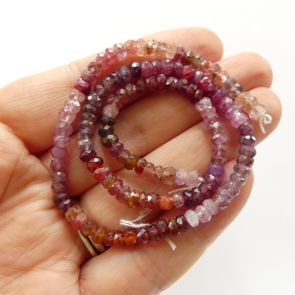4mm AAA Multi Spinel Beads Hand Faceted Rondelle 6.5" Colorful Spinel Pink Genuine Gemstone Beads Jewelry Making Beading Craft Gift Beads