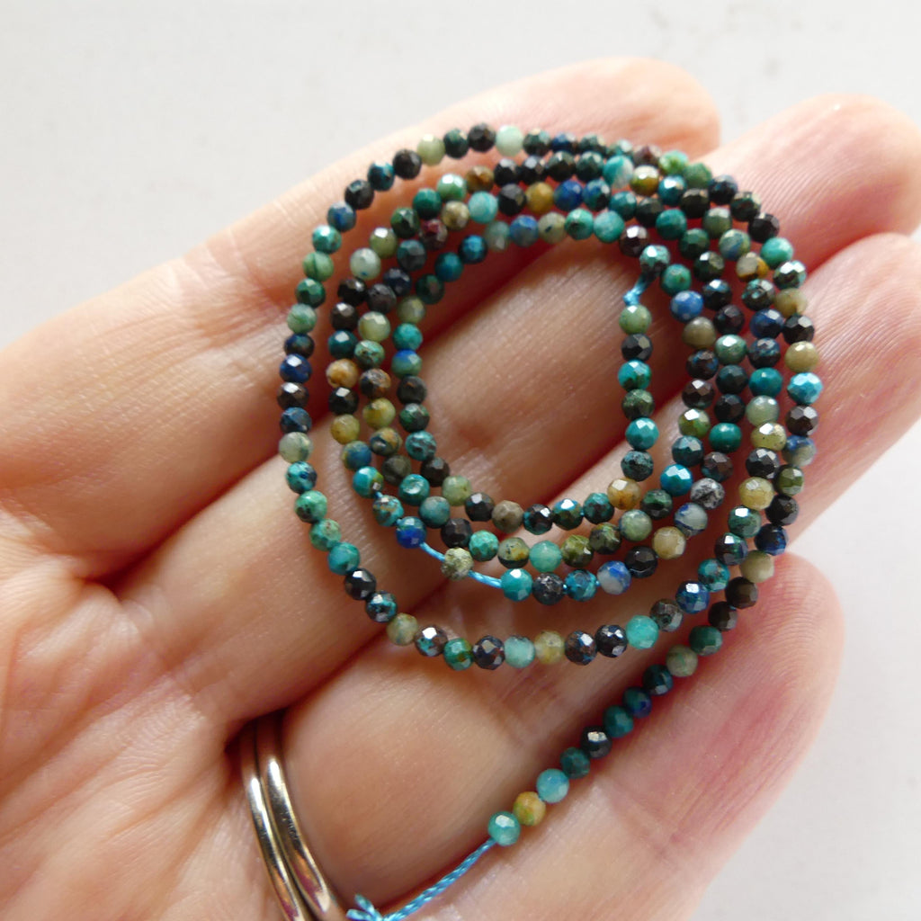 2mm Chrysocolla Beads Micro Faceted 15" Strand Chrysocolla Gemstone Beads Beading Crafter Gift DIY Jewelry making