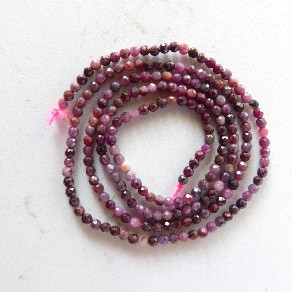 2mm Ruby Beads Micro Faceted Beads 15" Strand Natural Ruby Gemstone Beads Beading Crafter Gift July Birthstone DIY Jewelry