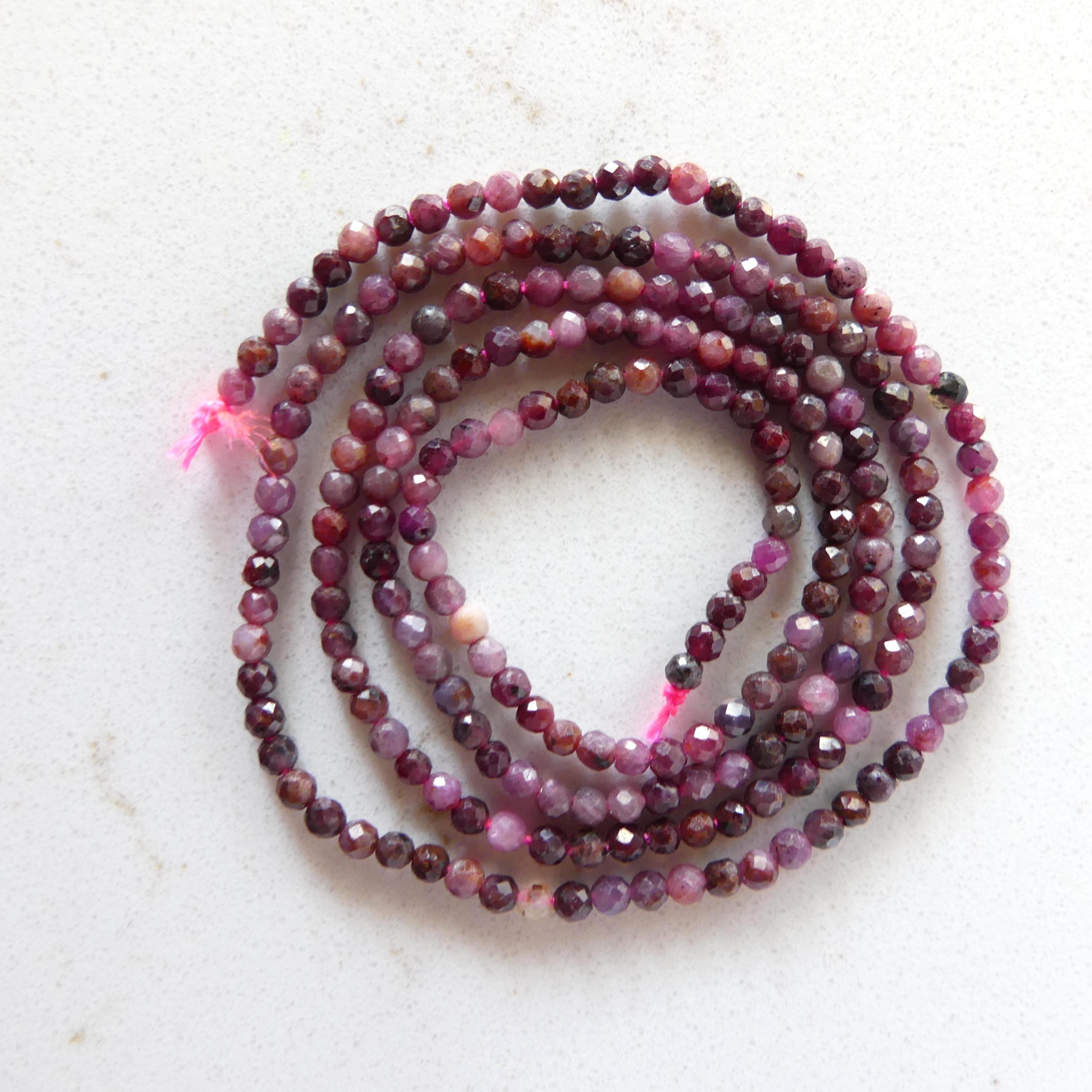 2mm Ruby Beads Micro Faceted Beads 15" Strand Natural Ruby Gemstone Beads Beading Crafter Gift July Birthstone DIY Jewelry