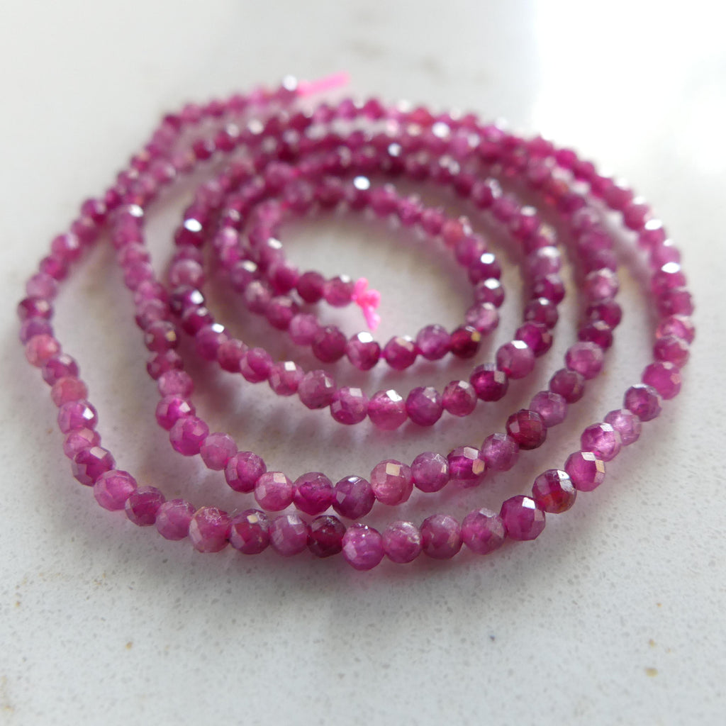 2mm Pink Rubellite Beads Tourmaline Faceted Beads 15" Strand Sparkly Gemstone Spacer Beads Jewelry Making Beading Gift October Birthstone