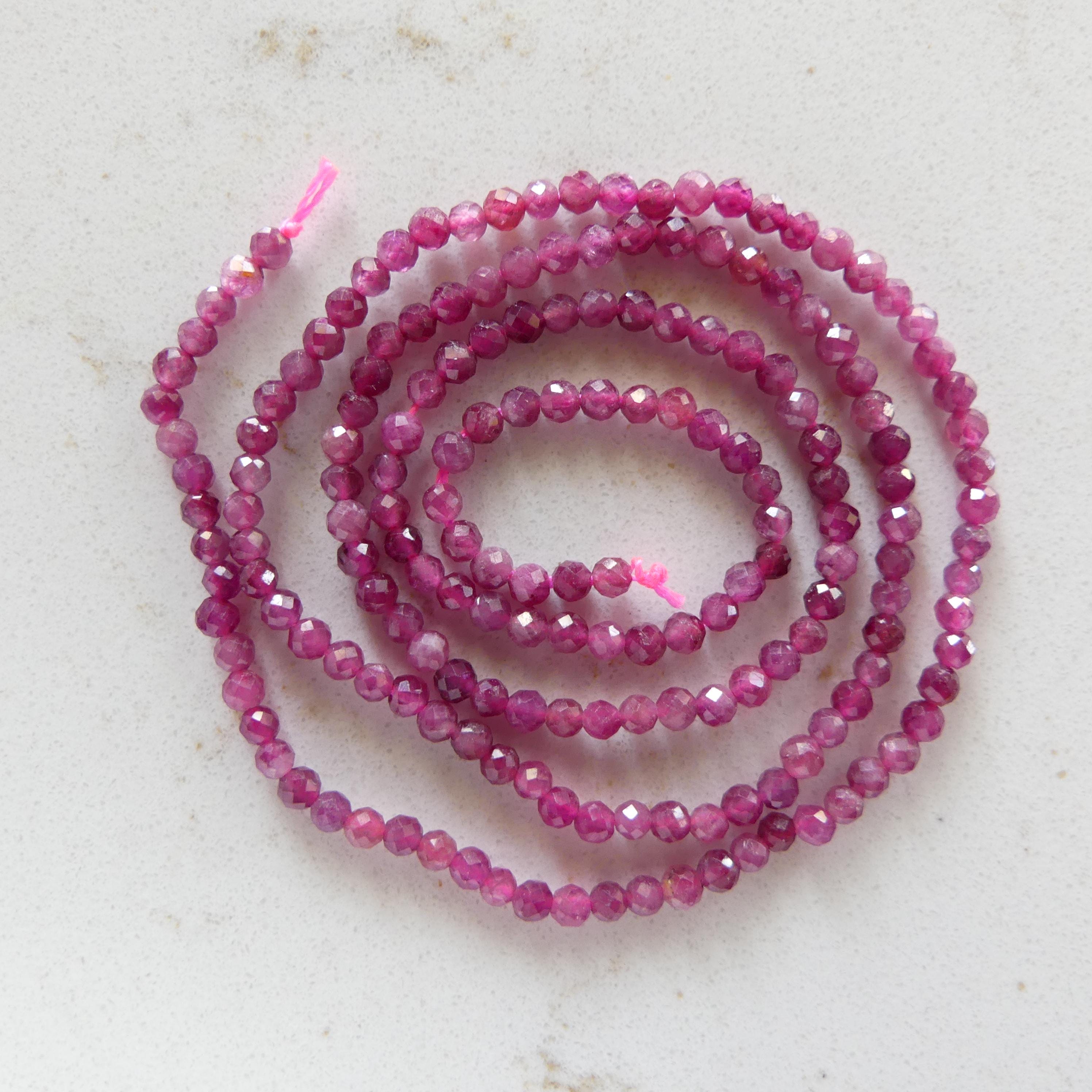 2mm Pink Rubellite Beads Tourmaline Faceted Beads 15" Strand Sparkly Gemstone Spacer Beads Jewelry Making Beading Gift October Birthstone