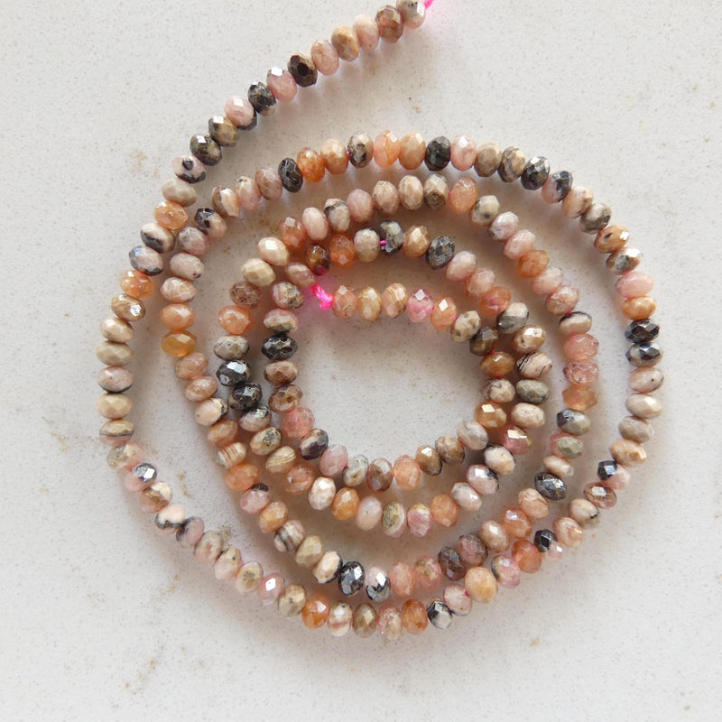 3mm Peach Rhodochrosite Beads Rondelle 15" Genuine Gemstone Beads Jewelry Making Beading Craft Gift Beads Self-Love Abundance