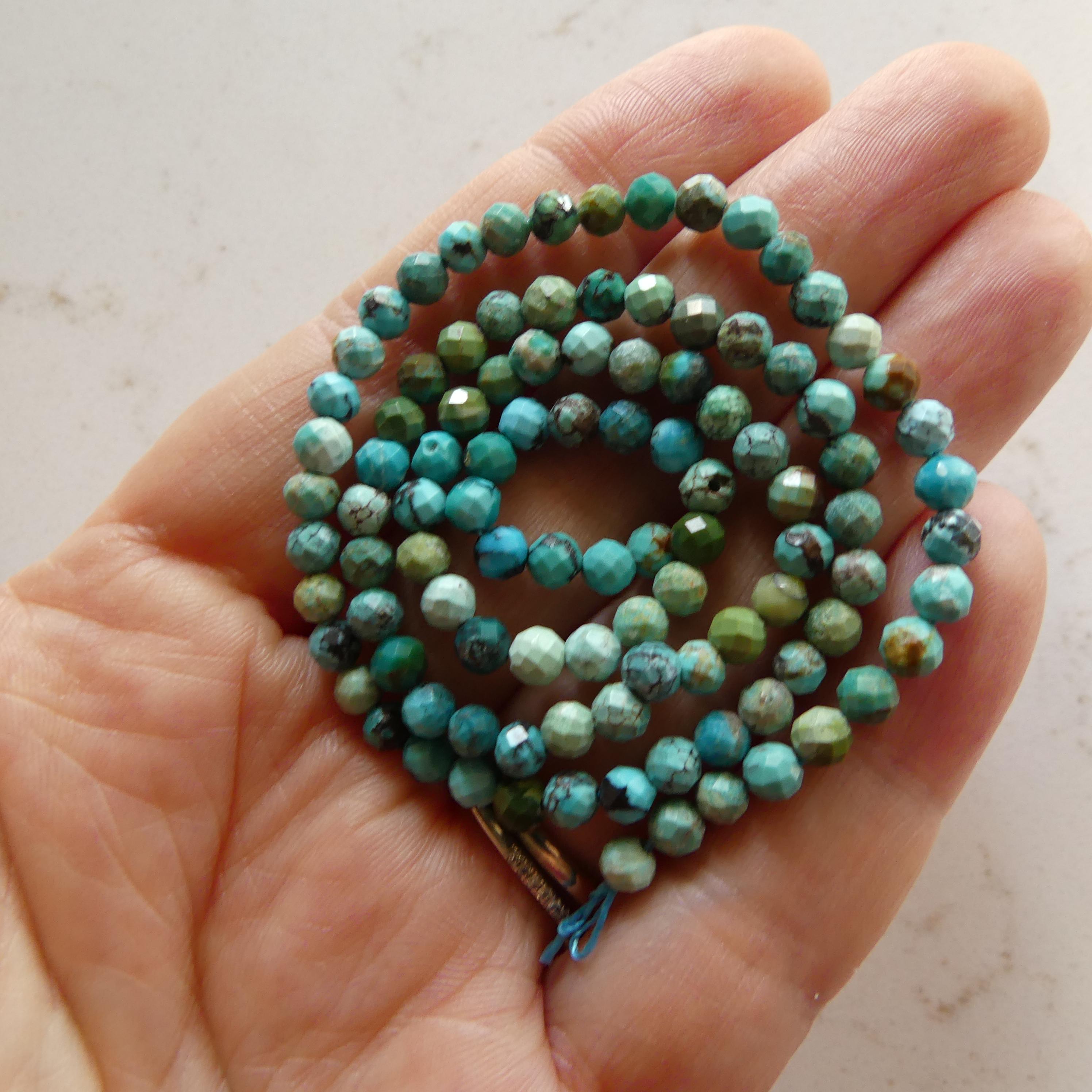 4mm Arizona Turquoise Faceted Beads 15" Strand Blue Turquoise Genuine Gemstone Beads Jewelry Making Beading Craft Gift December Birthstone