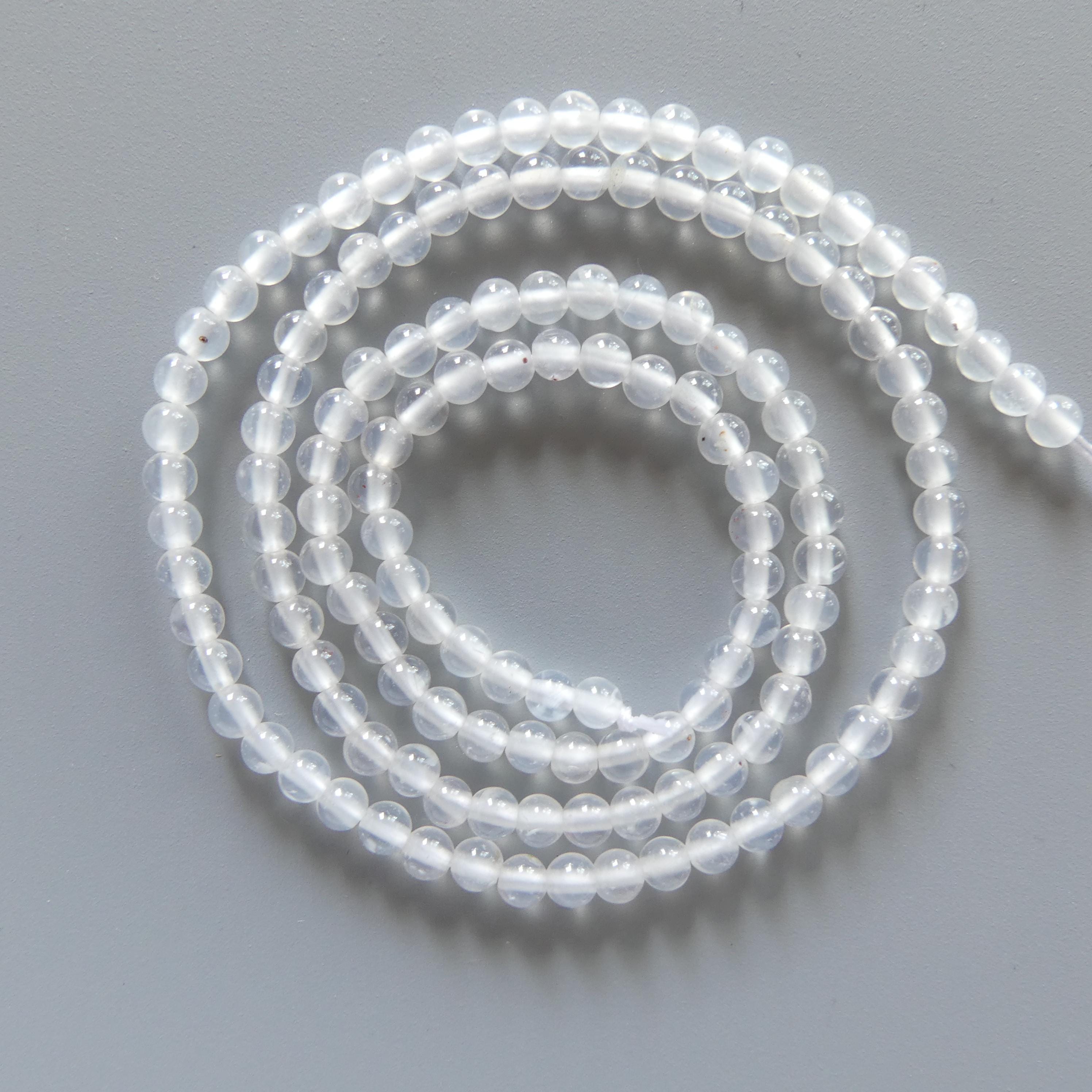 3mm Milky White Agate Beads Smooth 15" Strand White Genuine Gemstone Beads for Jewelry Making Beading Craft Gift Small Beads Tiny