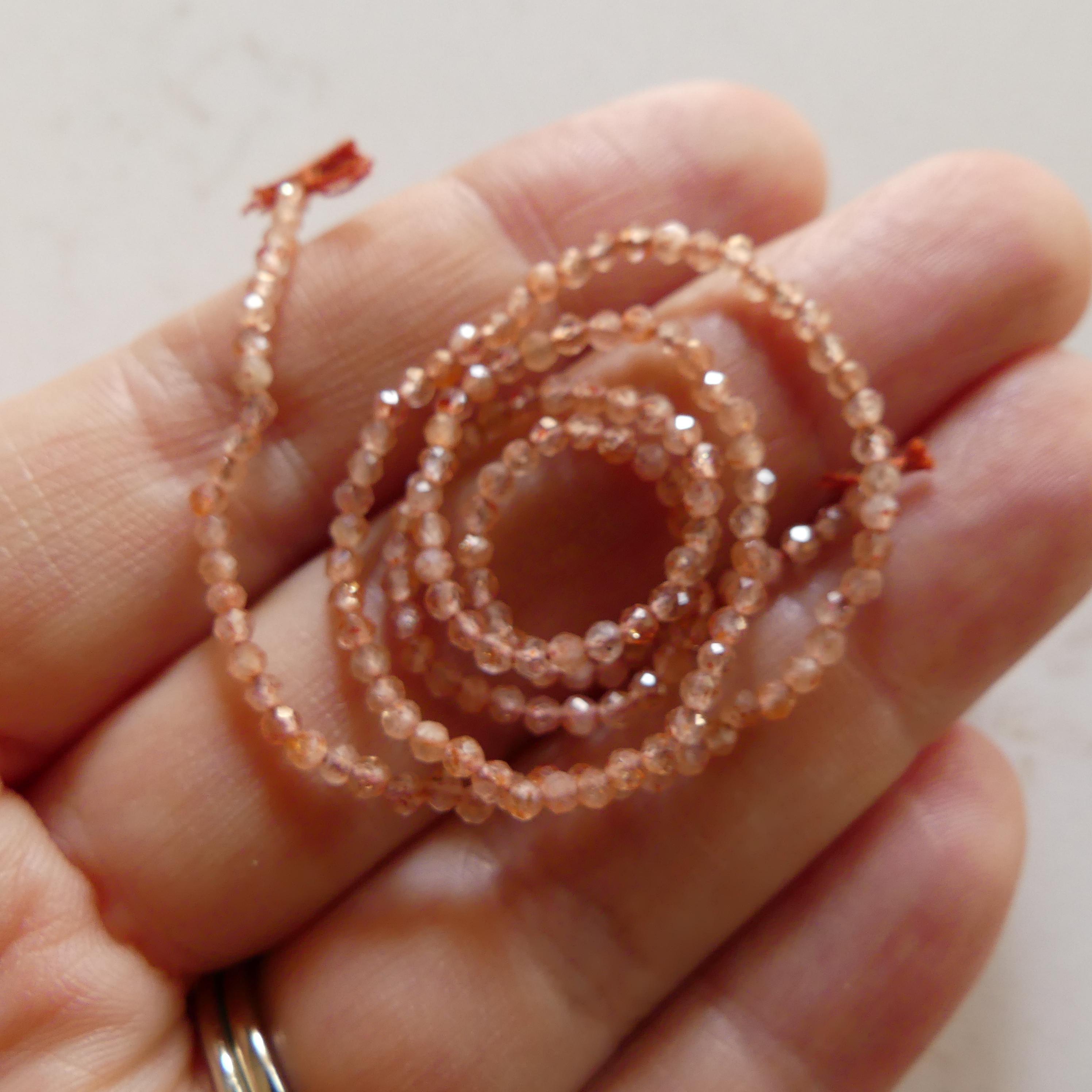 2mm Brown Sunstone Faceted Beads 12" Orange Genuine Gemstone Beads for Jewelry Making Beading Craft Gift Beads Self-Love Abundance