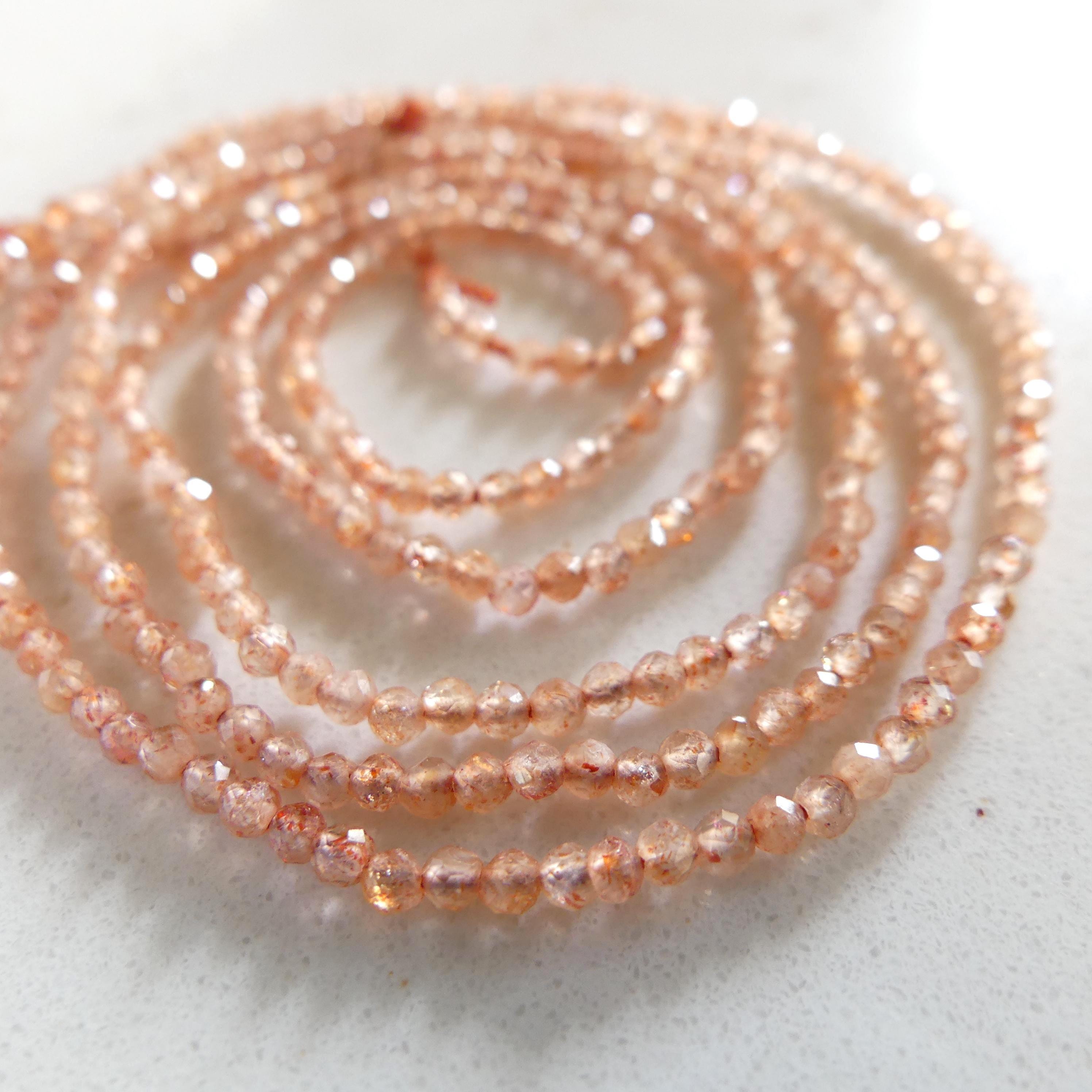 2mm Brown Sunstone Faceted Beads 12" Orange Genuine Gemstone Beads for Jewelry Making Beading Craft Gift Beads Self-Love Abundance