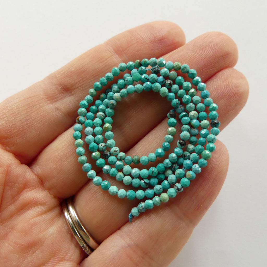 2.5mm Arizona Turquoise Faceted Beads 15" Blue Turquoise Genuine Gemstone Beads for Jewelry Making Beading Craft Gift Beads