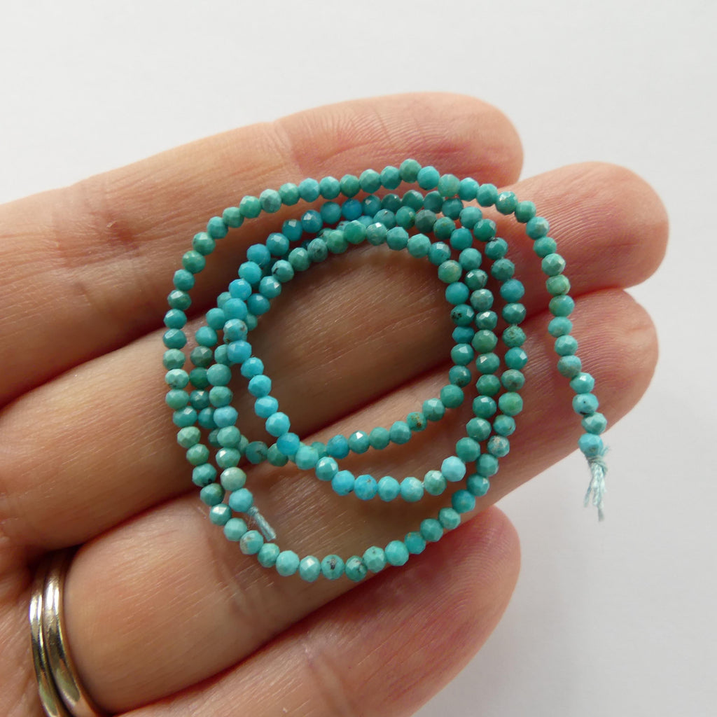 2mm AAA Arizona Turquoise Faceted Beads 12" Blue Turquoise Genuine Gemstone Beads for Jewelry Making Beading Craft Gift Beads
