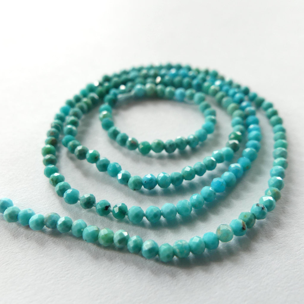 2mm AAA Arizona Turquoise Faceted Beads 12" Blue Turquoise Genuine Gemstone Beads for Jewelry Making Beading Craft Gift Beads