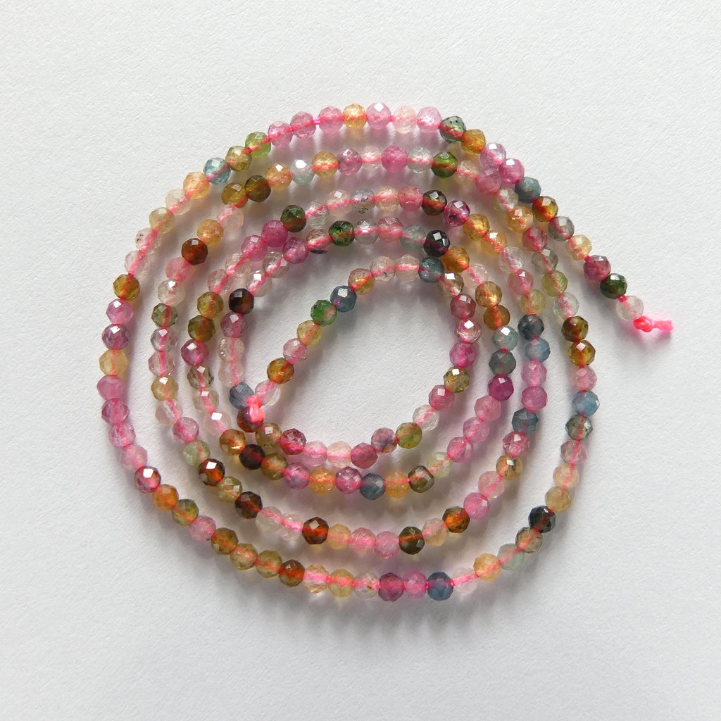 2mm AAA Watermelon Tourmaline Faceted Beads 15" Transparent Rainbow Gemstone Beads Jewelry Making Beading Gift Crafter October Birthstone