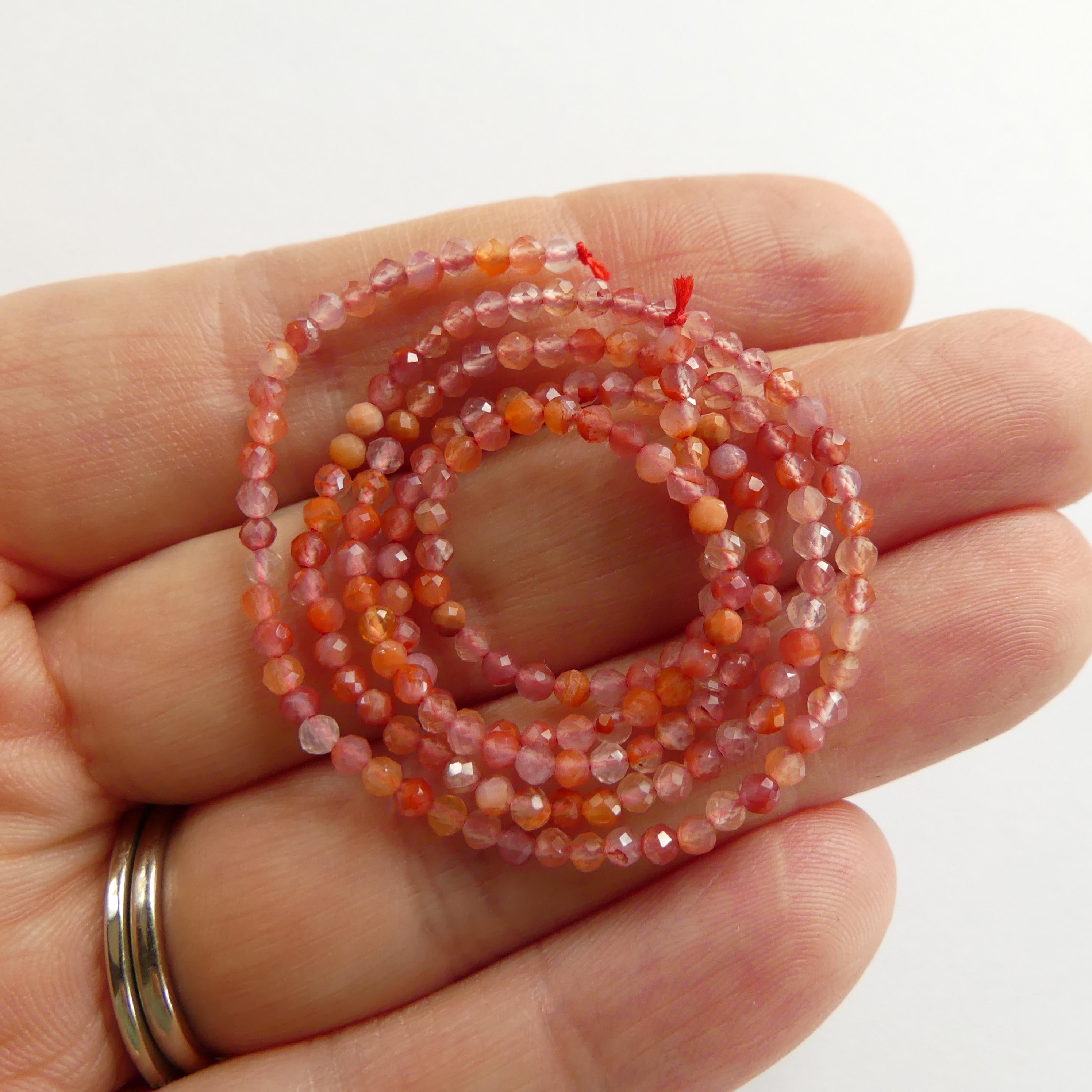 2mm Natural Carnelian Faceted Beads Strand 15" Genuine Red Agate Gemstone Beads Jewelry Making Beading Craft Gift Self-Love Abundance