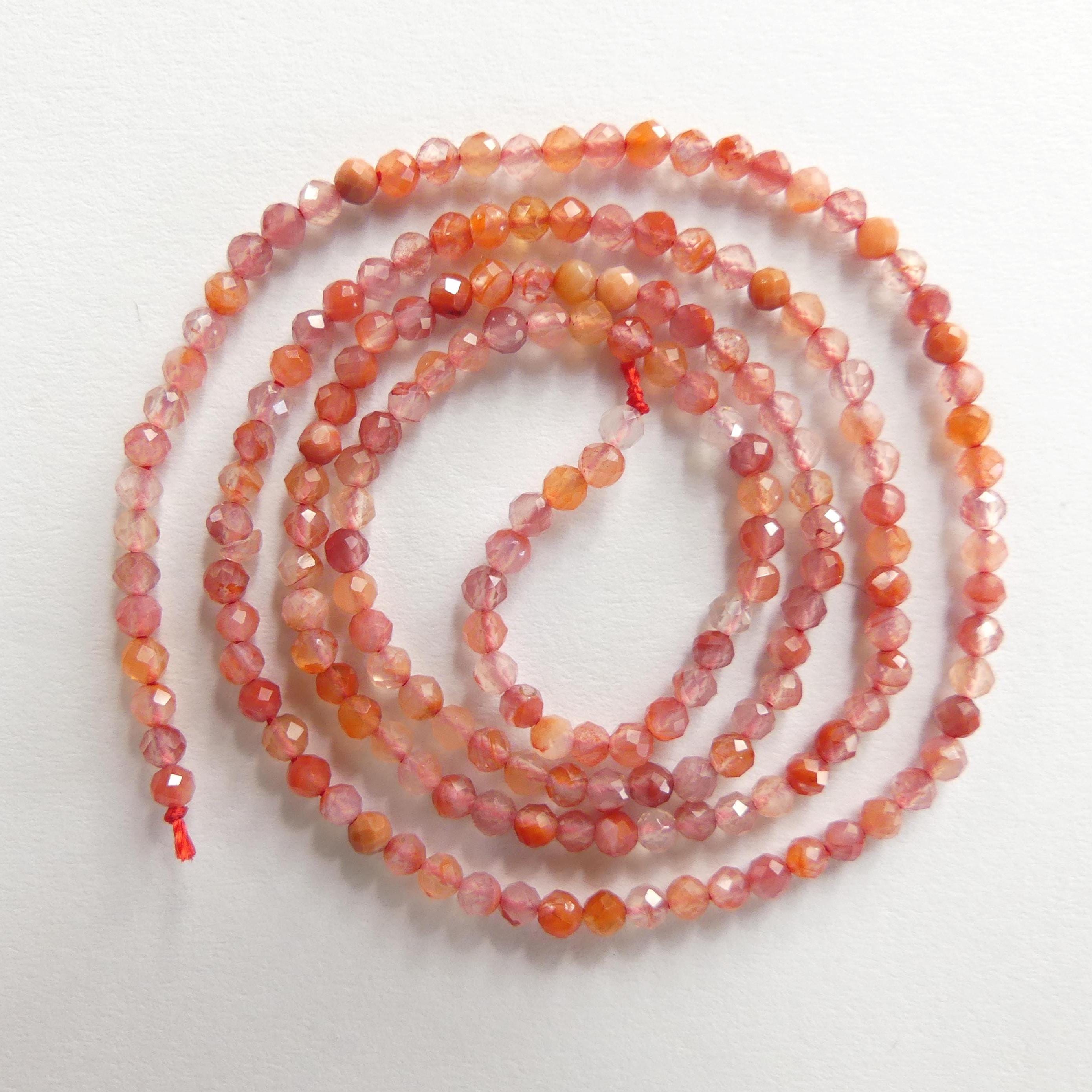 2mm Natural Carnelian Faceted Beads Strand 15" Genuine Red Agate Gemstone Beads Jewelry Making Beading Craft Gift Self-Love Abundance