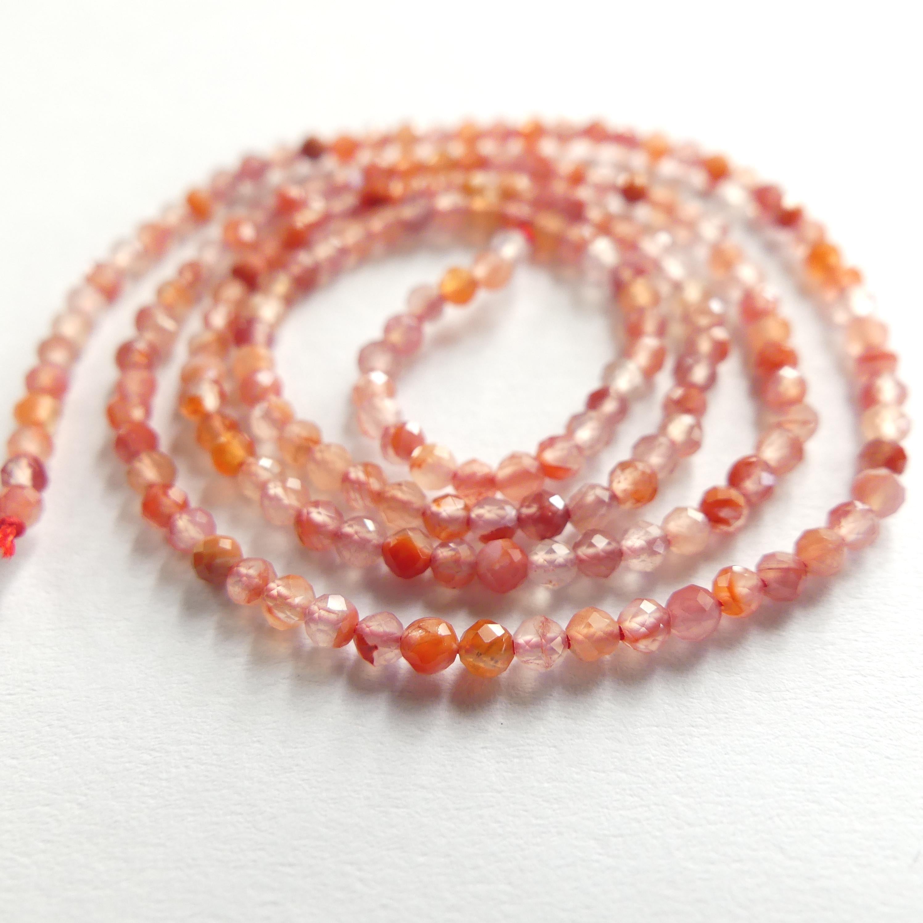 2mm Natural Carnelian Faceted Beads Strand 15" Genuine Red Agate Gemstone Beads Jewelry Making Beading Craft Gift Self-Love Abundance
