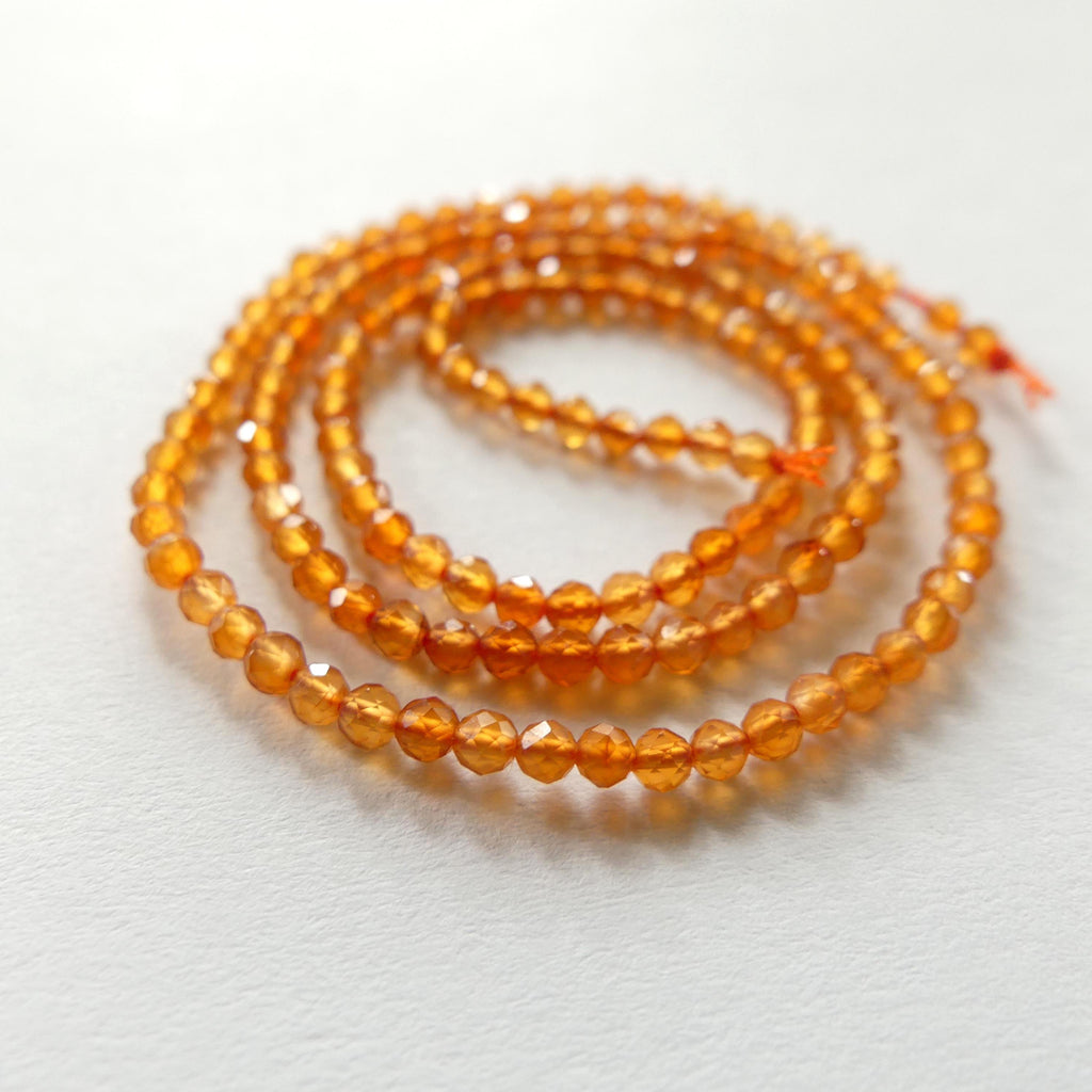 2mm Natural Orange AAA Carnelian Faceted Beads 13" Genuine Gemstone Beads for Jewelry Making Beading Craft Gift Beads Self-Love Abundance