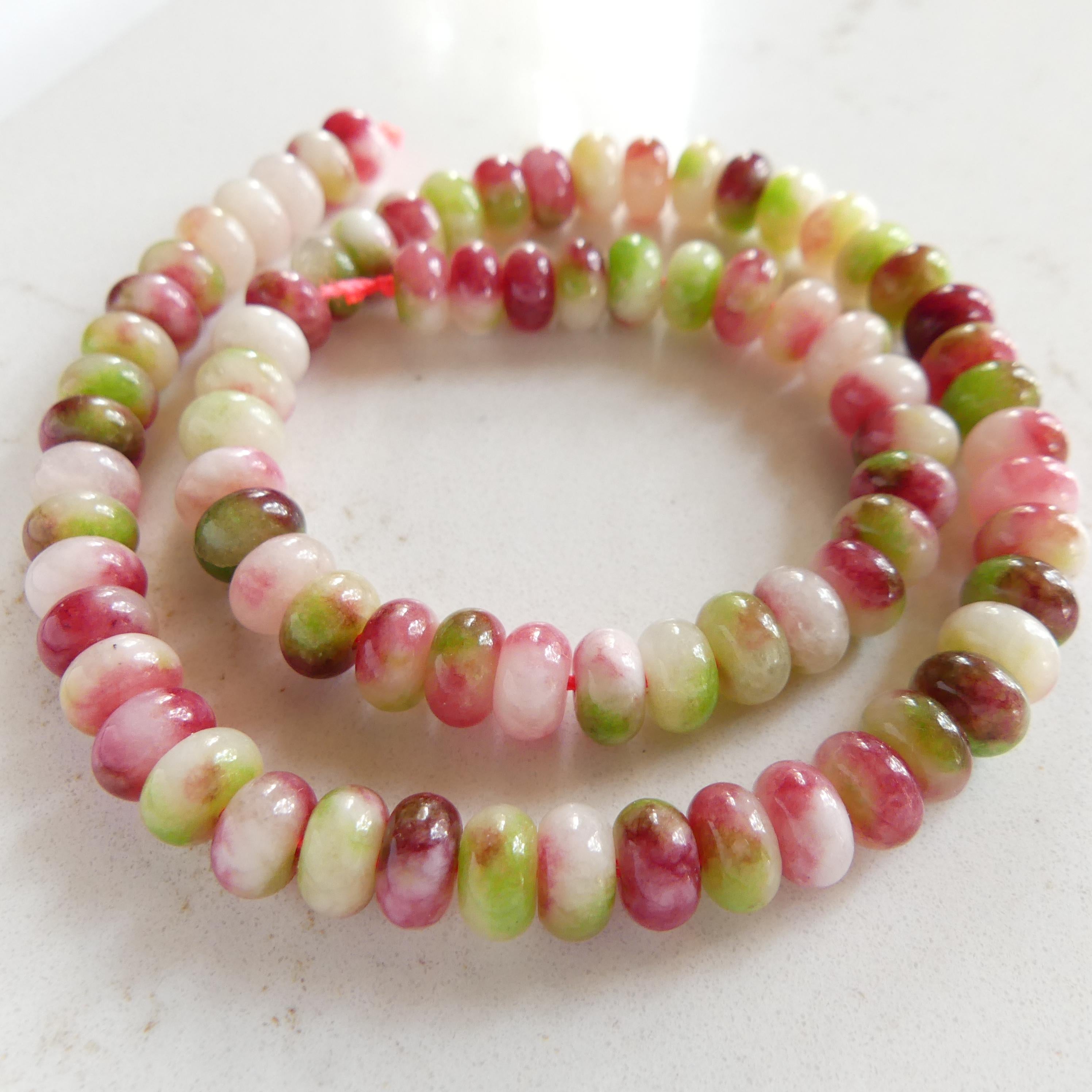 8mm Jade Smooth Beads Rondelle 15" Strand Genuine Gemstone Beads Natural Jade for Jewelry Making Silk Knotting DIY Necklace Craft Gift