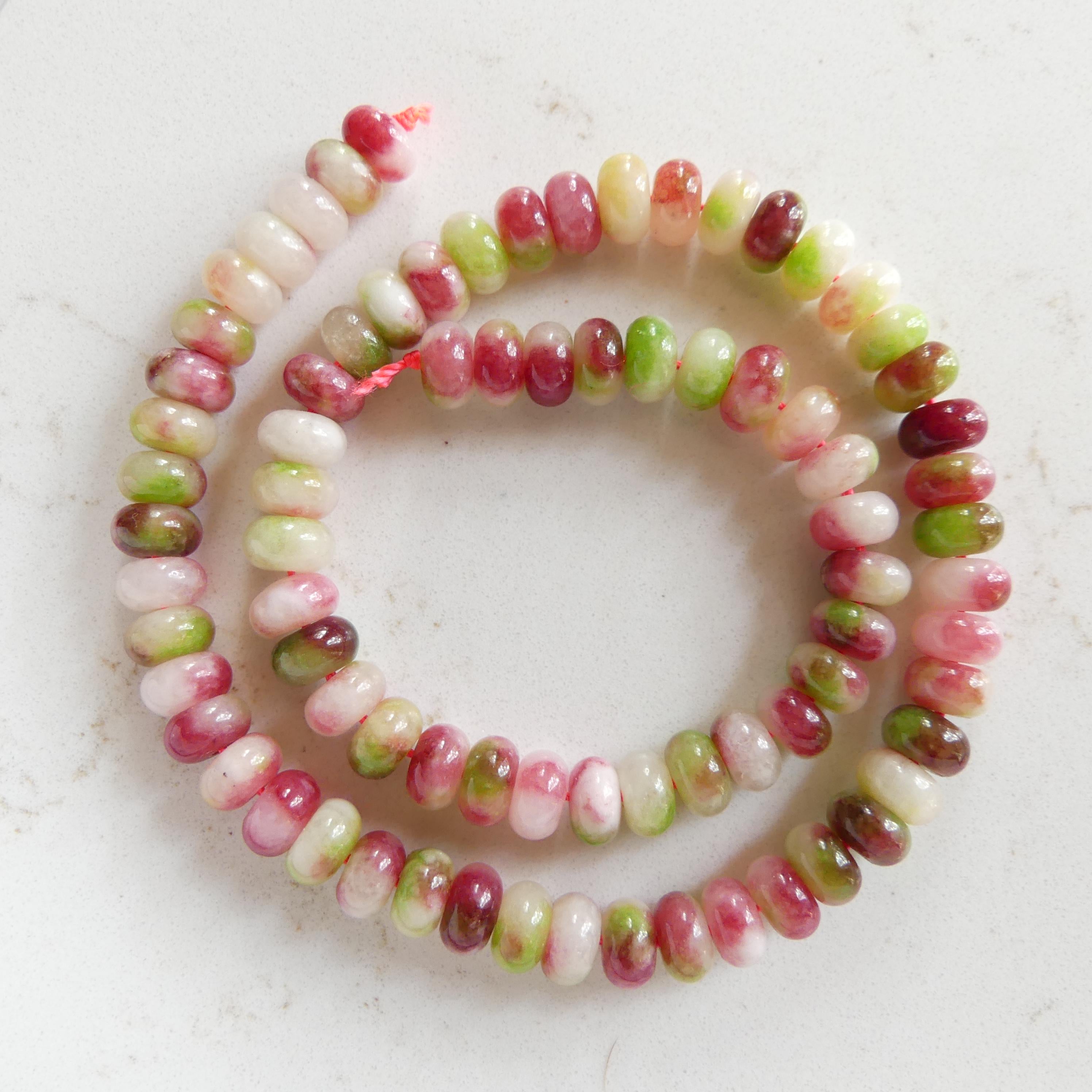 8mm Jade Smooth Beads Rondelle 15" Strand Genuine Gemstone Beads Natural Jade for Jewelry Making Silk Knotting DIY Necklace Craft Gift