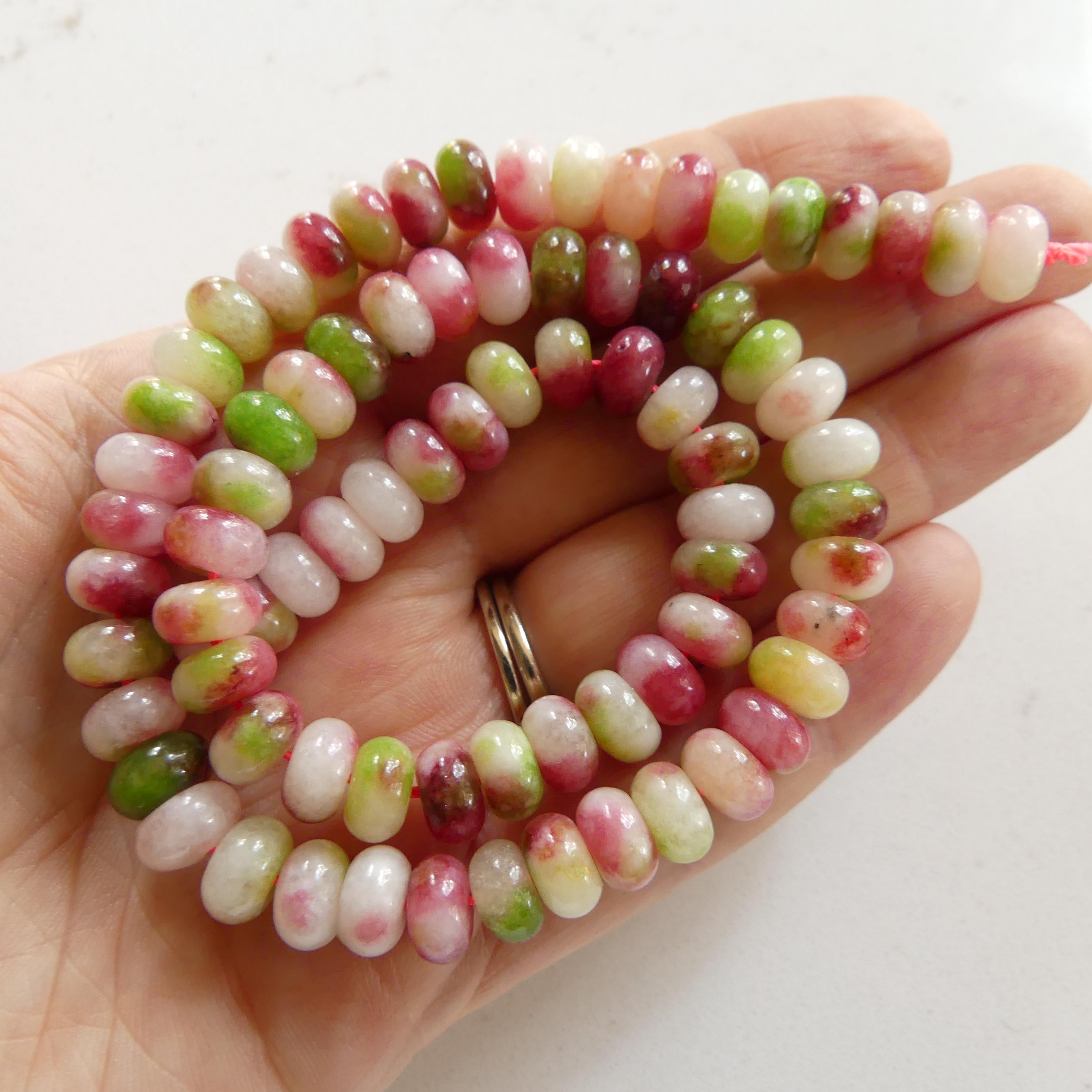 8mm Jade Smooth Beads Rondelle 15" Strand Genuine Gemstone Beads Natural Jade for Jewelry Making Silk Knotting DIY Necklace Craft Gift