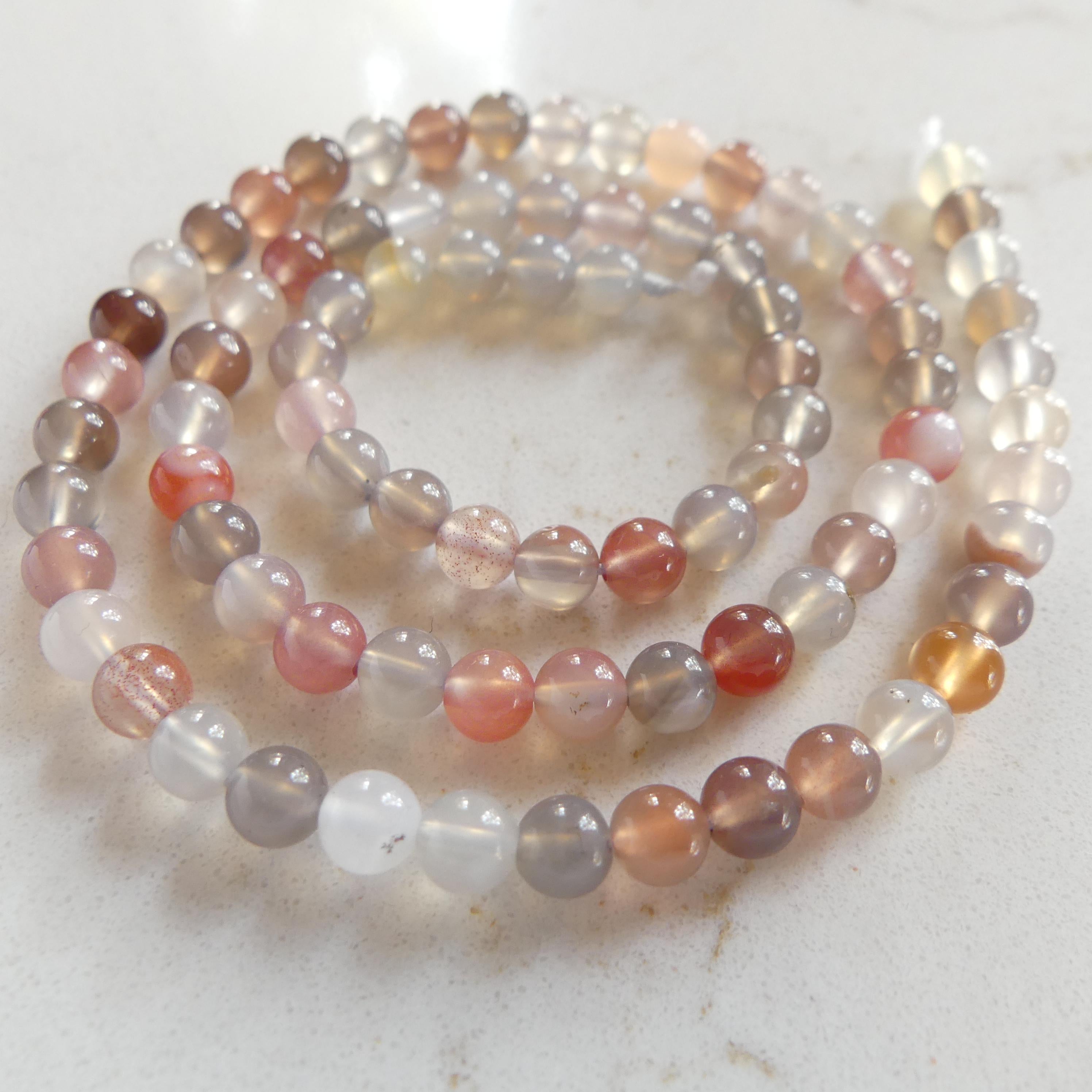 5mm Natural Agate Beads Smooth Genuine Agate Beads Strand 15" Gemstone Beads Crystal Healing for Jewelry Making Gift for crafter