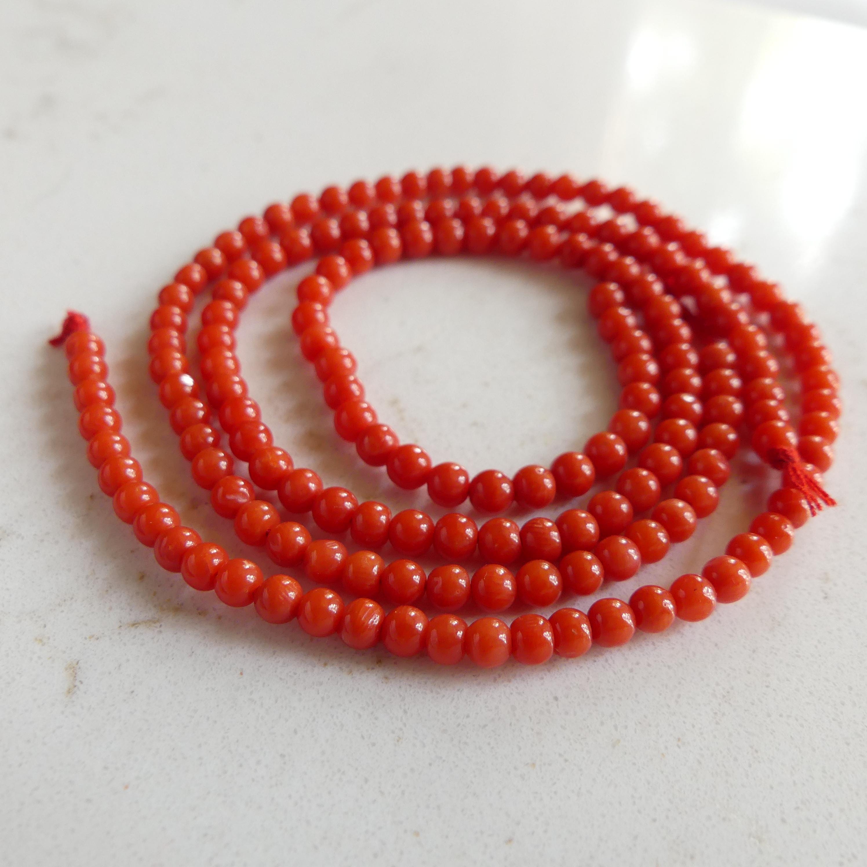 4mm Italian Coral Beads Smooth 7" Strand Genuine Red Coral Beads for Jewelry Making Gift for crafter Natural Coral Real