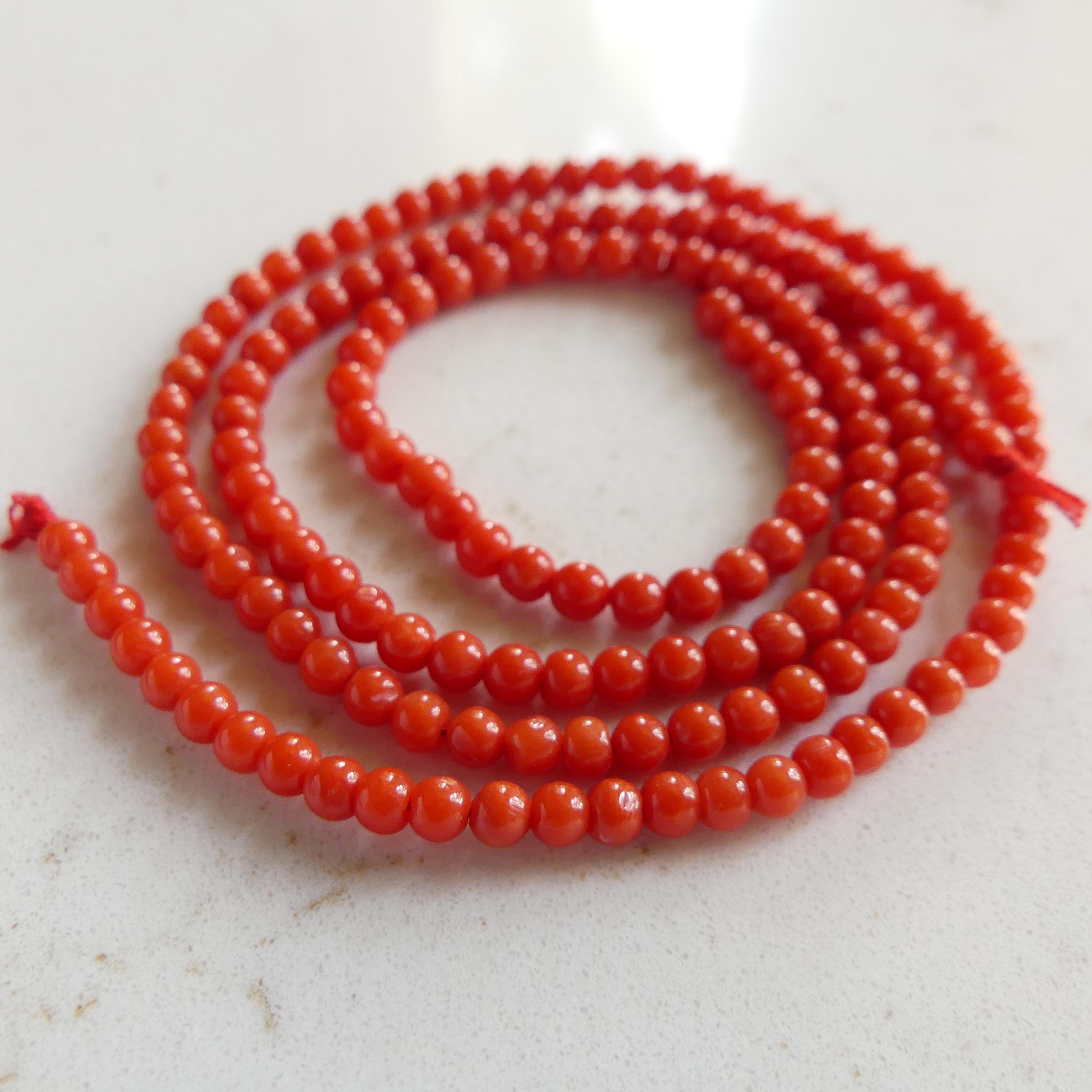 4mm Italian Coral Beads Smooth 7" Strand Genuine Red Coral Beads for Jewelry Making Gift for crafter Natural Coral Real