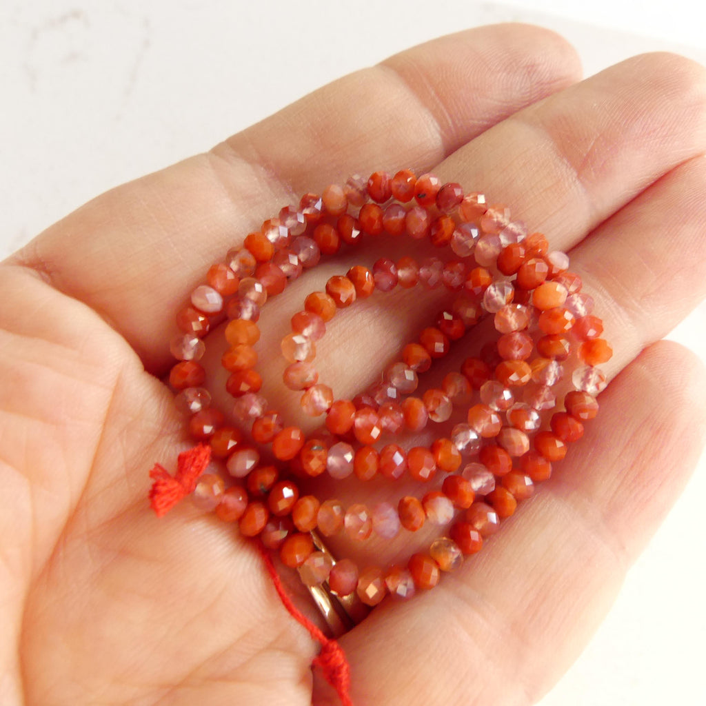 3mm 3.5mm AAA Natural Carnelian Faceted Beads Rondelle 15" Orange Genuine Gemstone Beads Crystal for Jewelry Making Beading Craft Gift