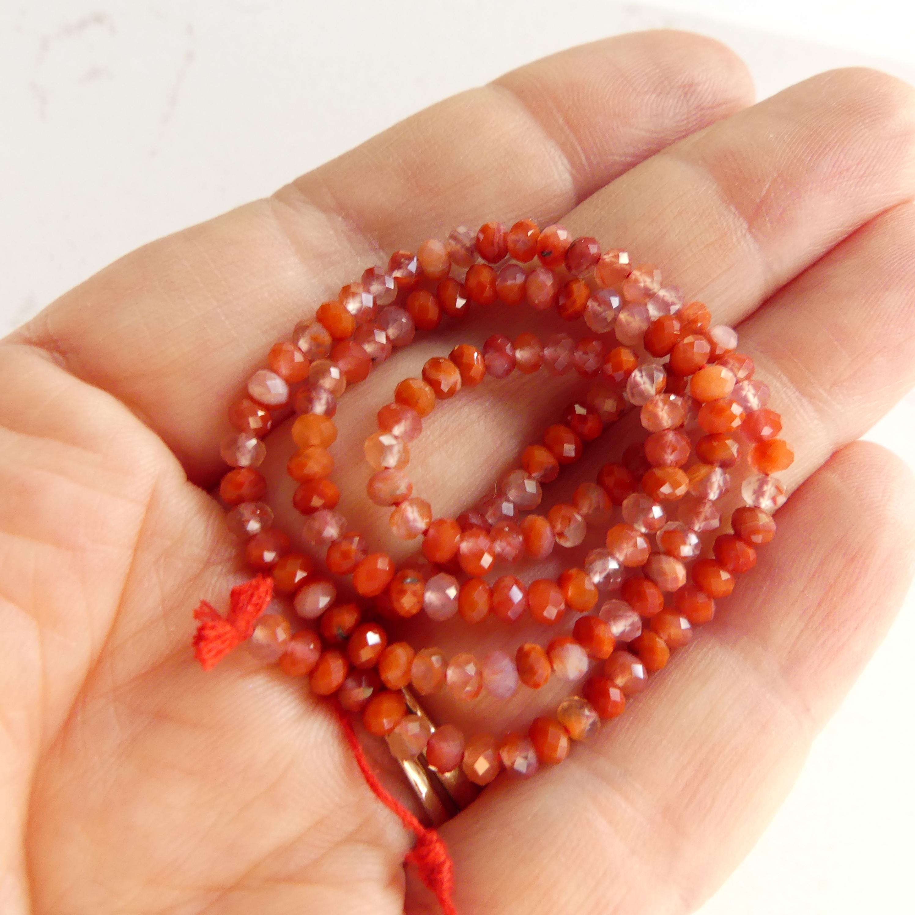 3mm 3.5mm AAA Natural Carnelian Faceted Beads Rondelle 15" Orange Genuine Gemstone Beads Crystal for Jewelry Making Beading Craft Gift