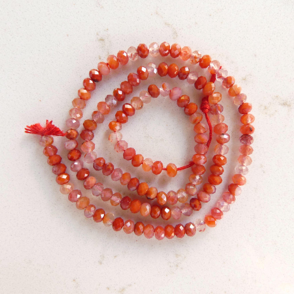 3mm 3.5mm AAA Natural Carnelian Faceted Beads Rondelle 15" Orange Genuine Gemstone Beads Crystal for Jewelry Making Beading Craft Gift