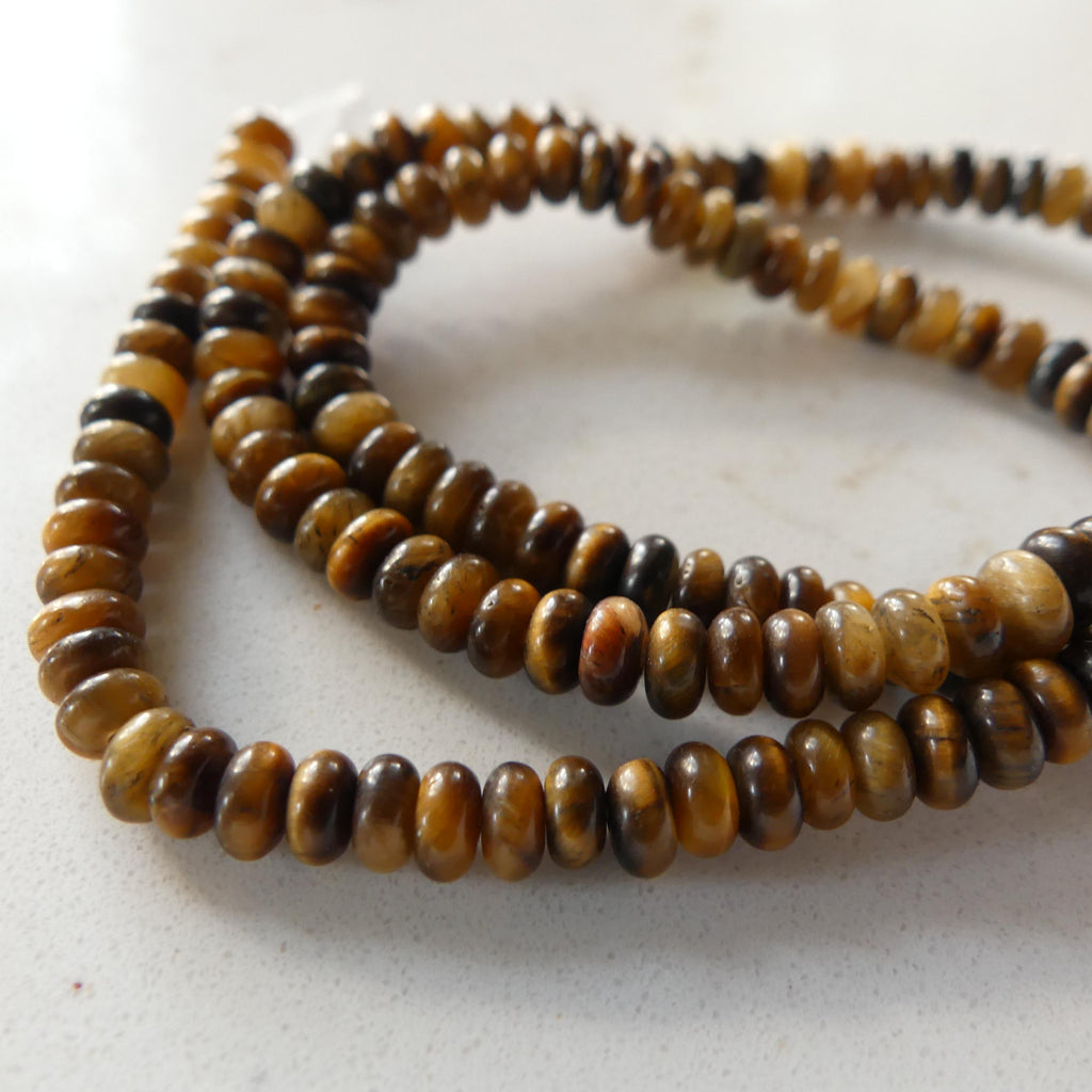 4mm Tigers Eye Beads Smooth Rondelle Tiger Eye Genuine Tiny Beads 15" Gemstone Beads for Jewelry Making DIY Knotting Necklace Beads