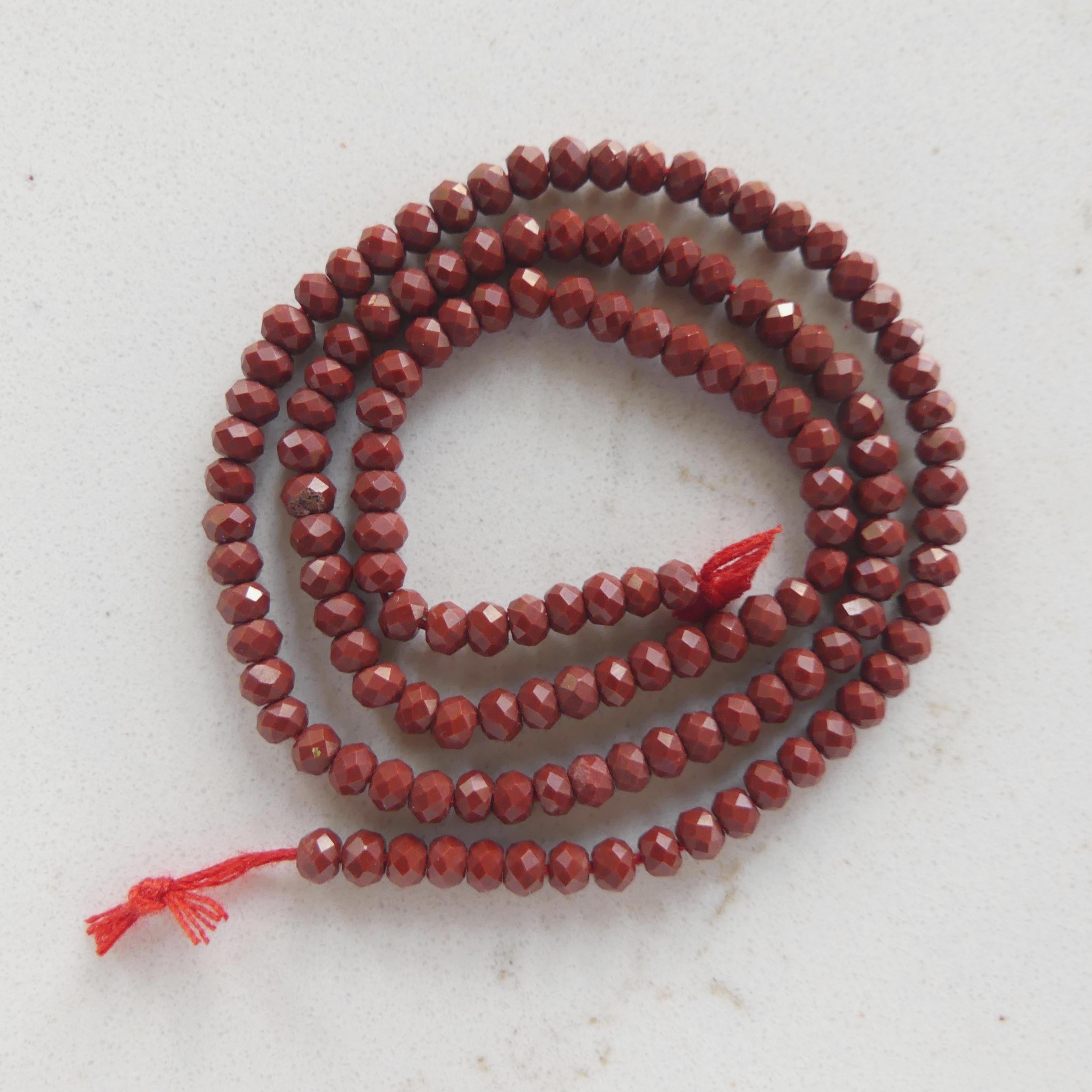 3mm Red Jasper Beads Rondelle Faceted Genuine Small Red Jasper Beads 12.5" Gemstone Beads for Jewelry Making Beading Gift for Crafter