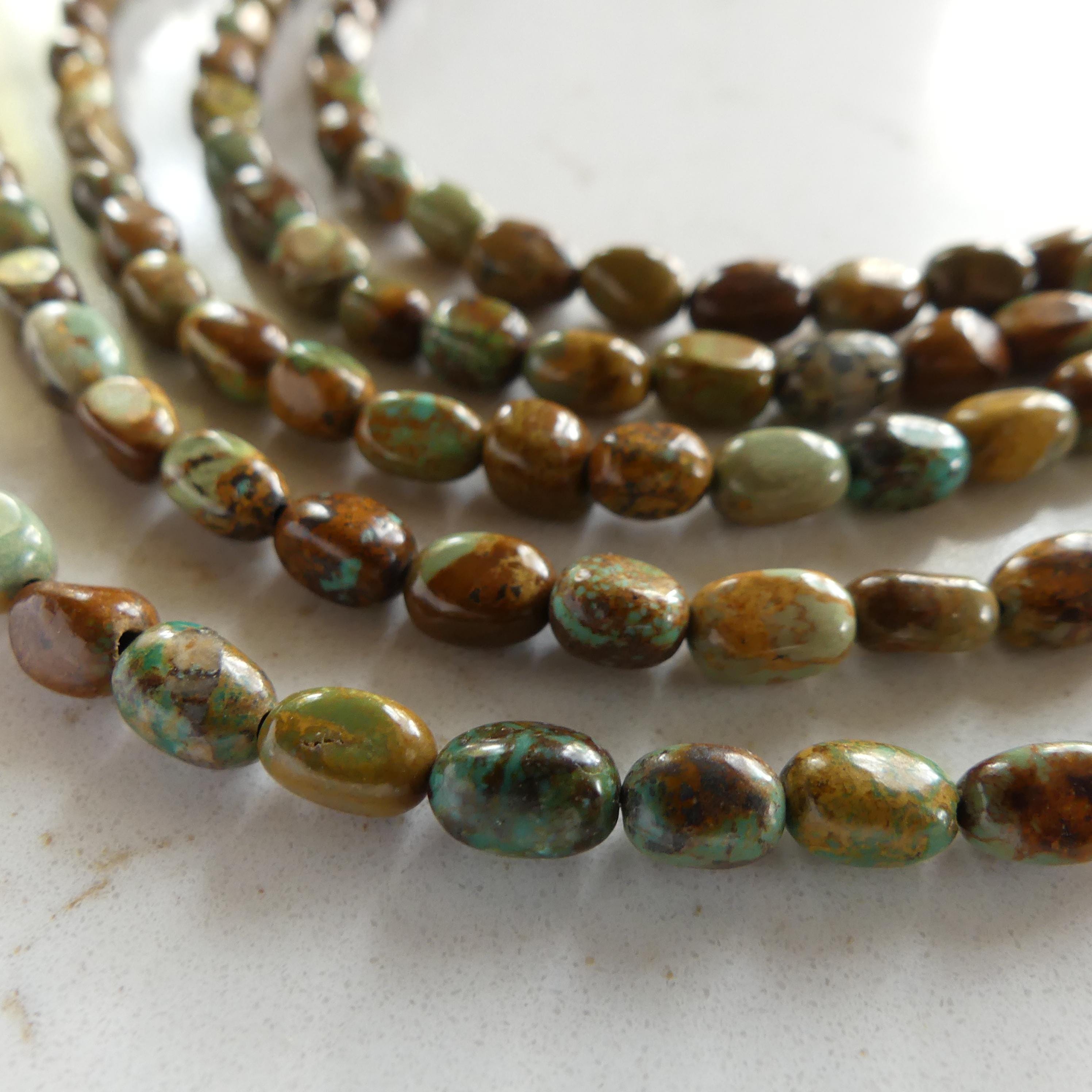 Raw Arizona Turquoise Beads Pebbles 7" Brown Turquoise Nuggets Genuine Gemstone Beads Jewelry Making Beading Craft Gift December Birthstone