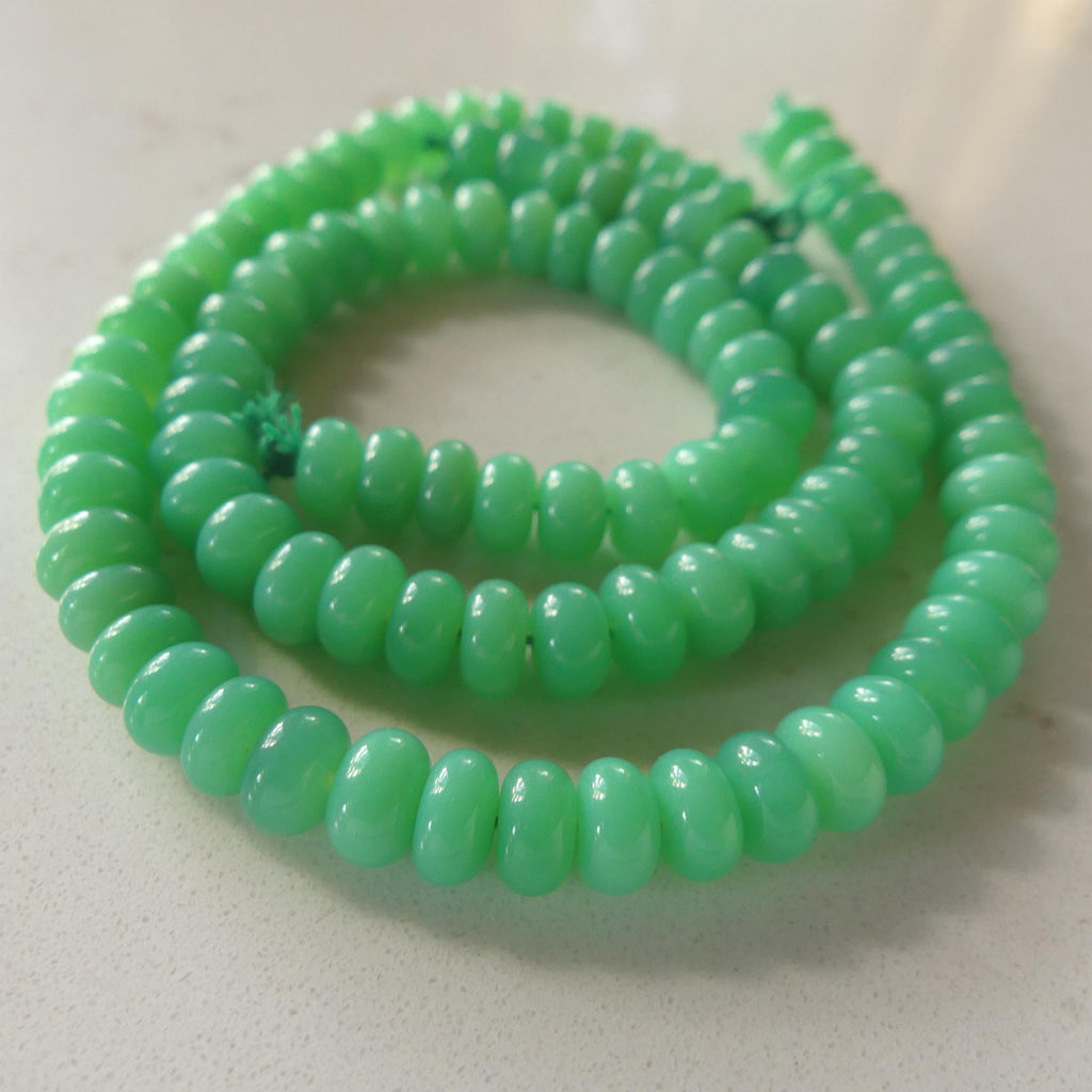 AAA Australian Chrysoprase Beads Smooth Rondelle 8" Mint Green Pastel Genuine Gemstone Beads for DIY Jewelry Making Knotting Necklace